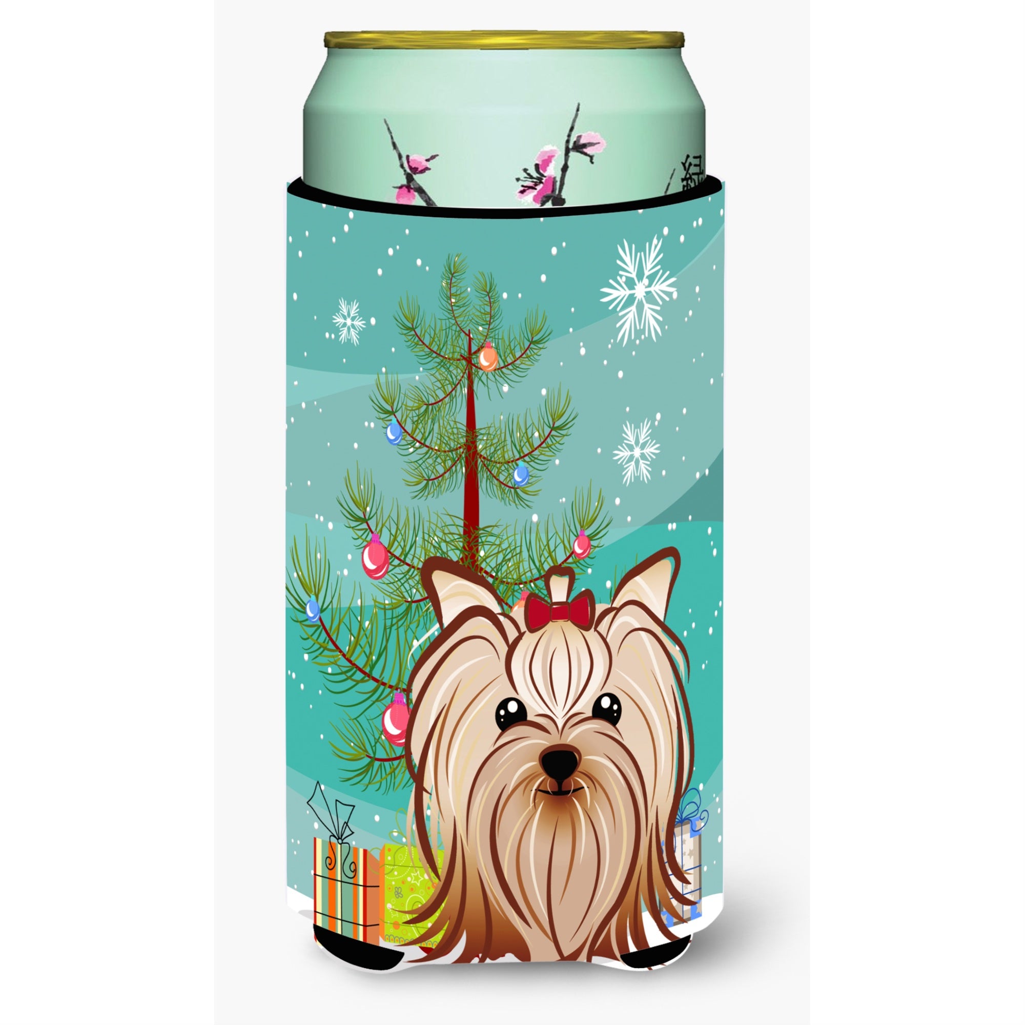 'Caroline'S Treasures Christmas Tree And Yorkie Yorkshire Terrier Tall Boy Koozie Hugger, Multicolor''