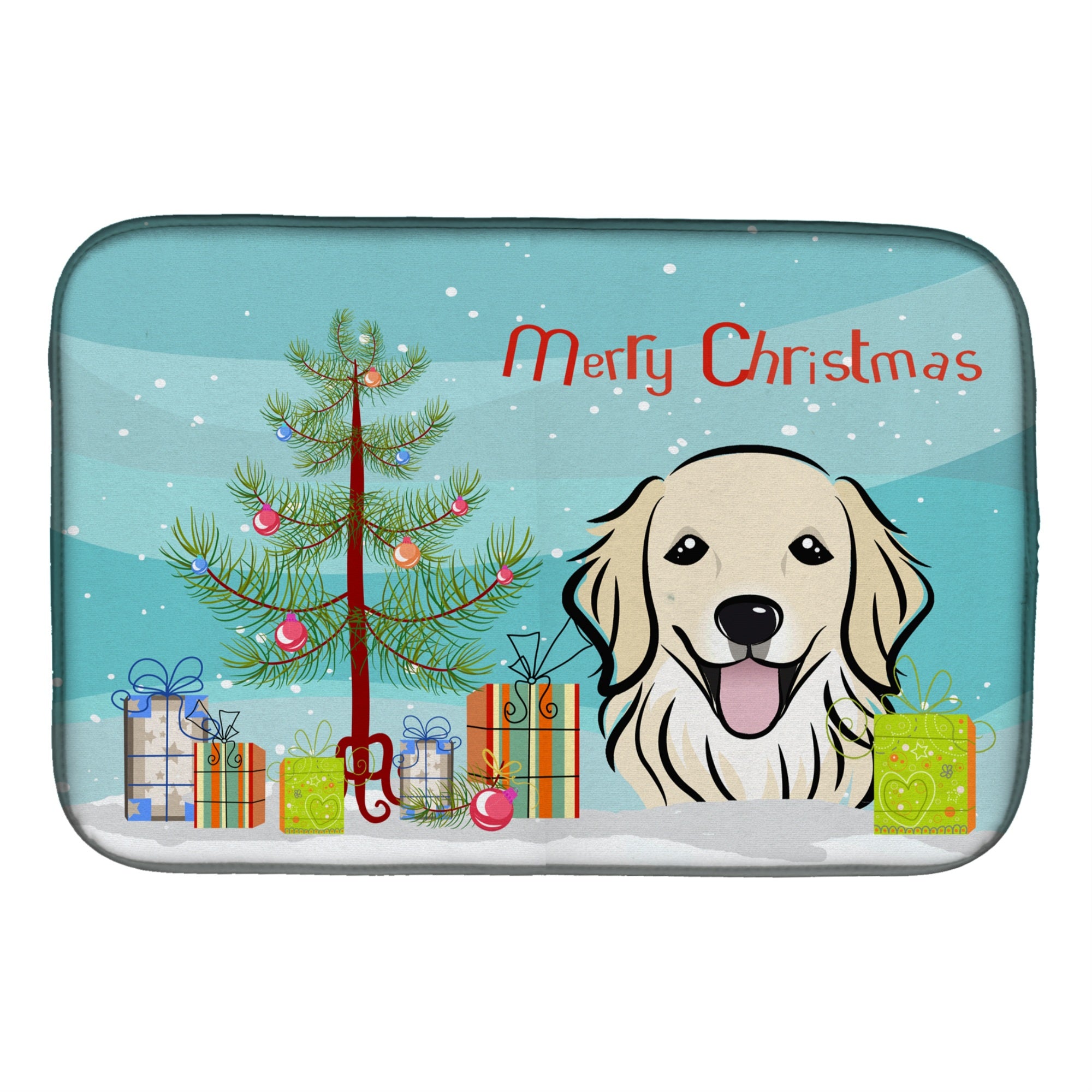 'Caroline'S Treasures Christmas Tree And Golden Retriever Dish Drying Mat, 14'''' X 21''''''