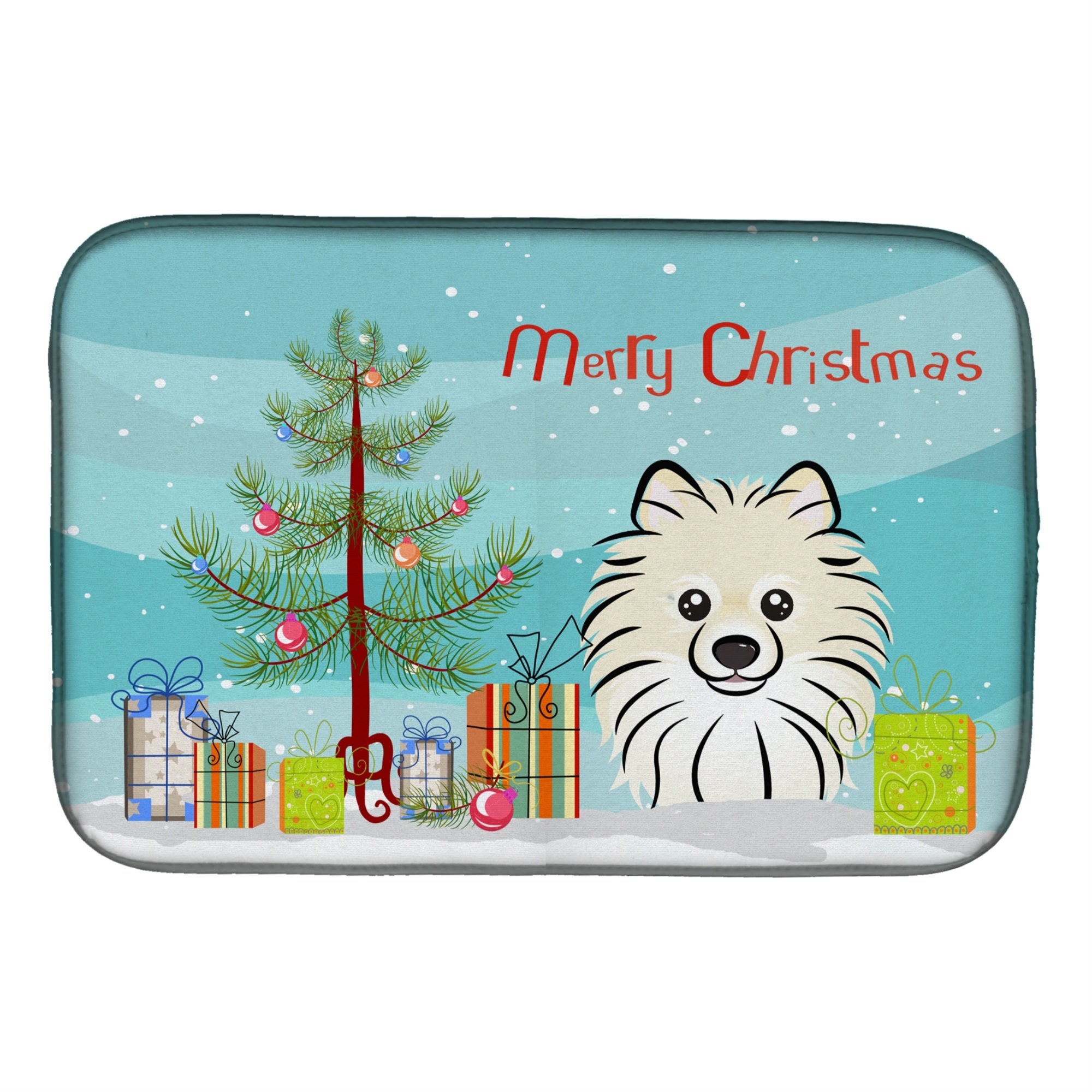 'Caroline'S Treasures Christmas Tree And Pomeranian Dish Drying Mat, 14'''' X 21''''''