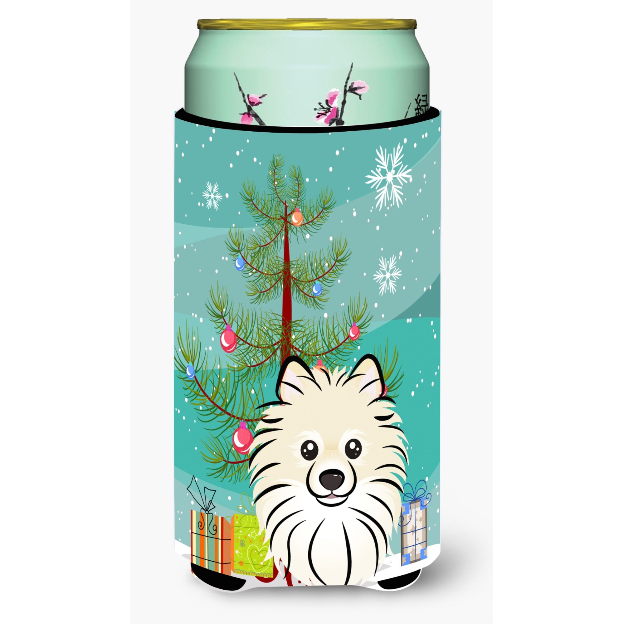 'Caroline'S Treasures Christmas Tree And Pomeranian Tall Boy Koozie Hugger, Multicolor''