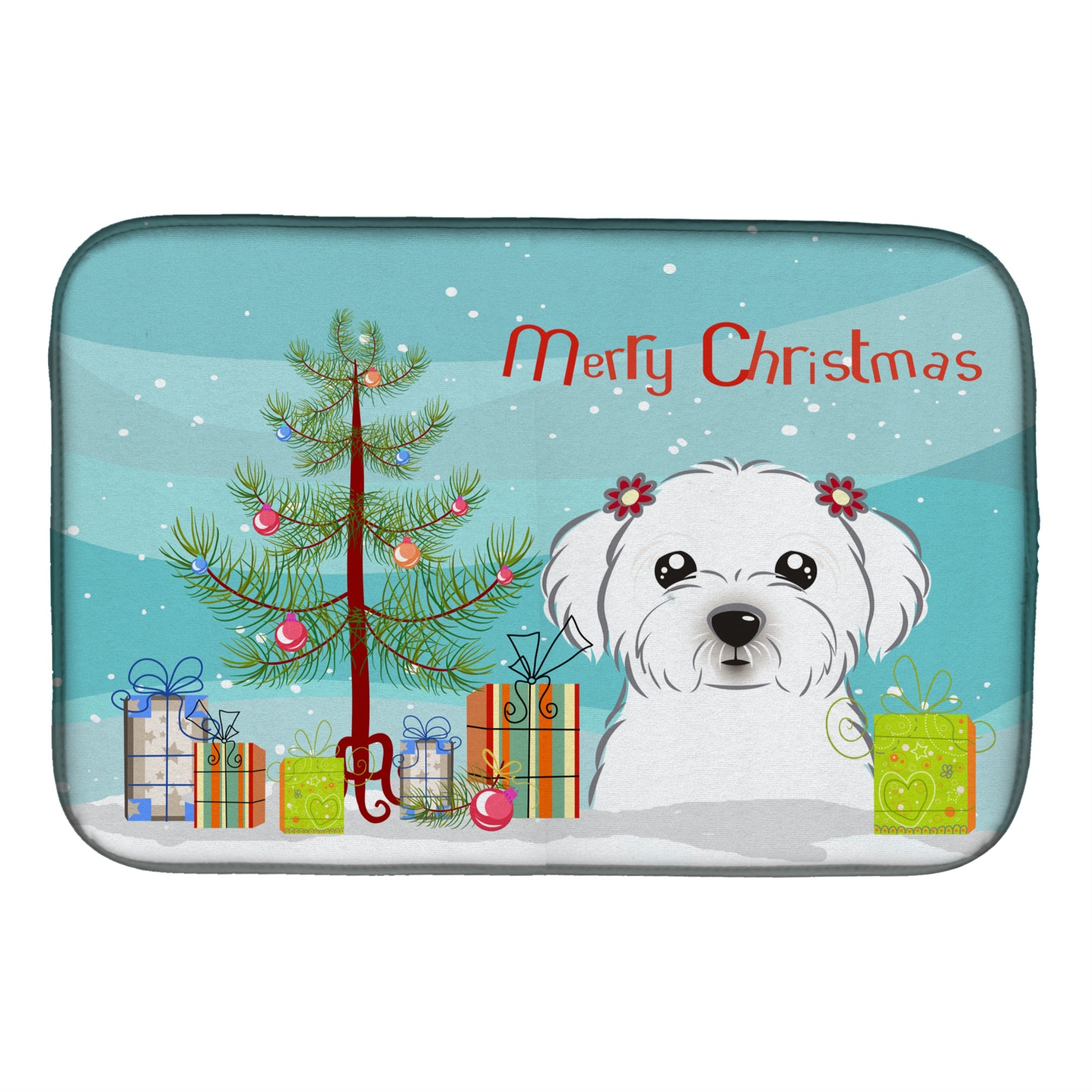 'Caroline'S Treasures Christmas Tree And Maltese Dish Drying Mat, 14'''' X 21''''''