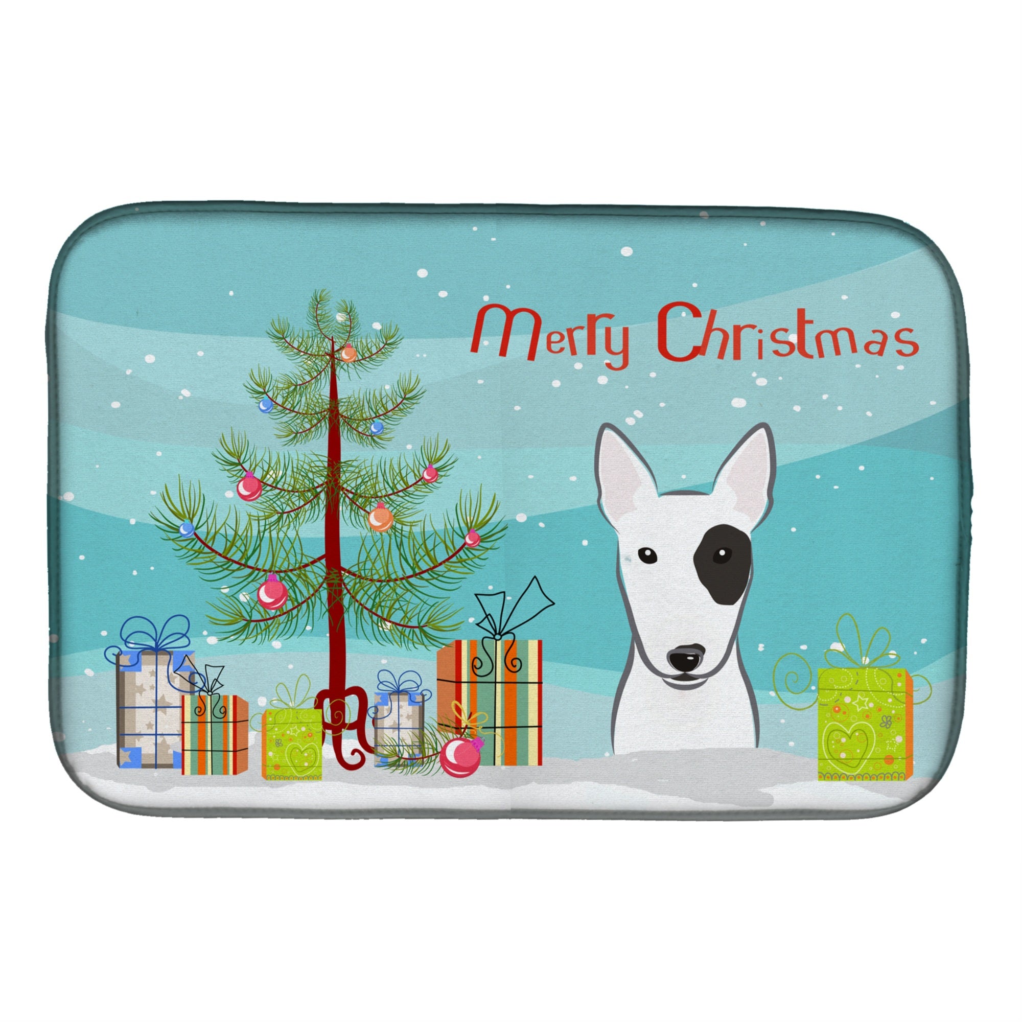 'Caroline'S Treasures Christmas Tree And Bull Terrier Dish Drying Mat, 14'''' X 21''''''