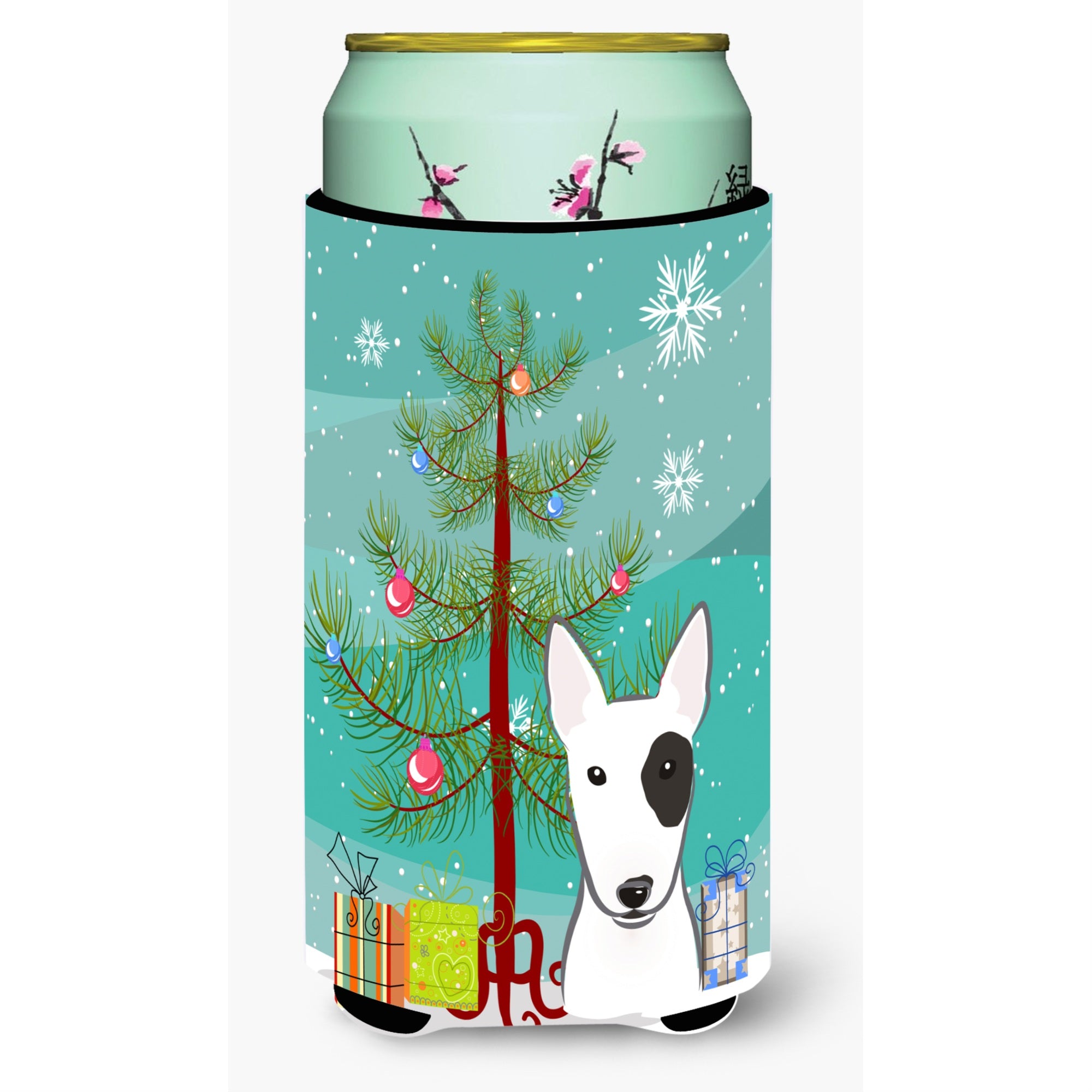 'Caroline'S Treasures Christmas Tree And Bull Terrier Tall Boy Koozie Hugger, Multicolor''