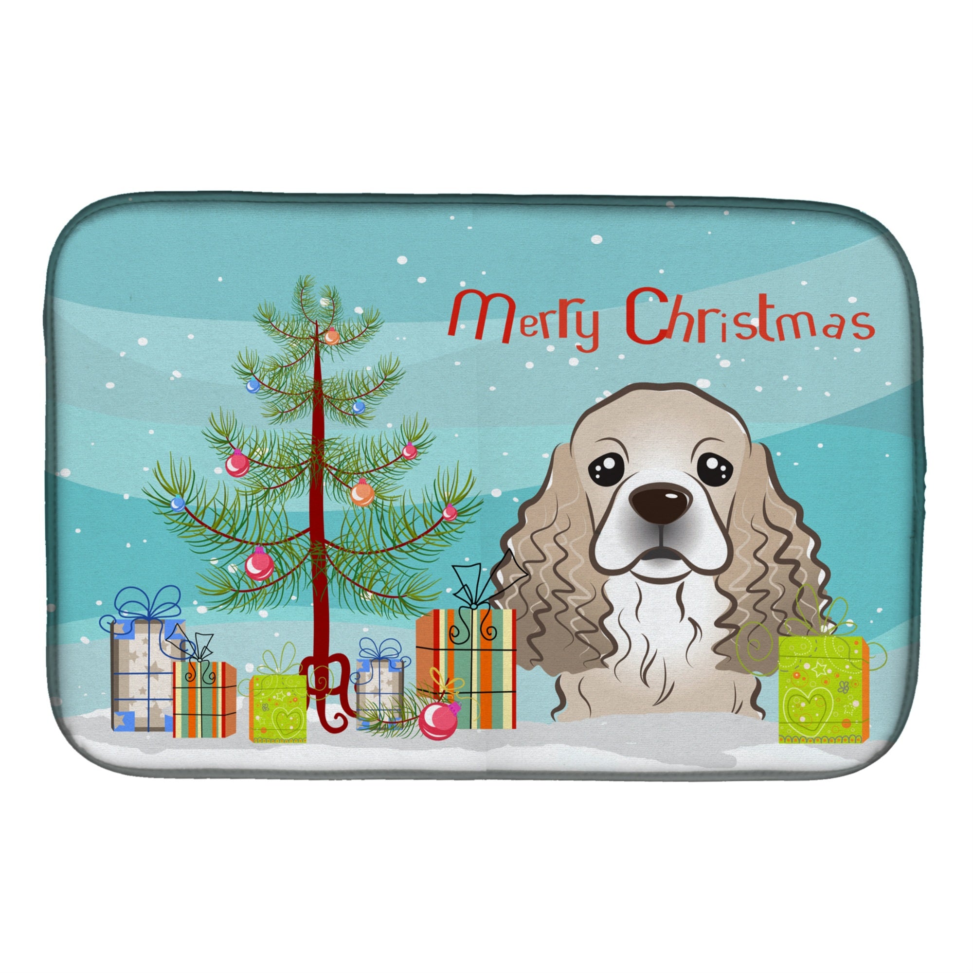 'Caroline'S Treasures Christmas Tree And Cocker Spaniel Dish Drying Mat, 14'''' X 21''''''