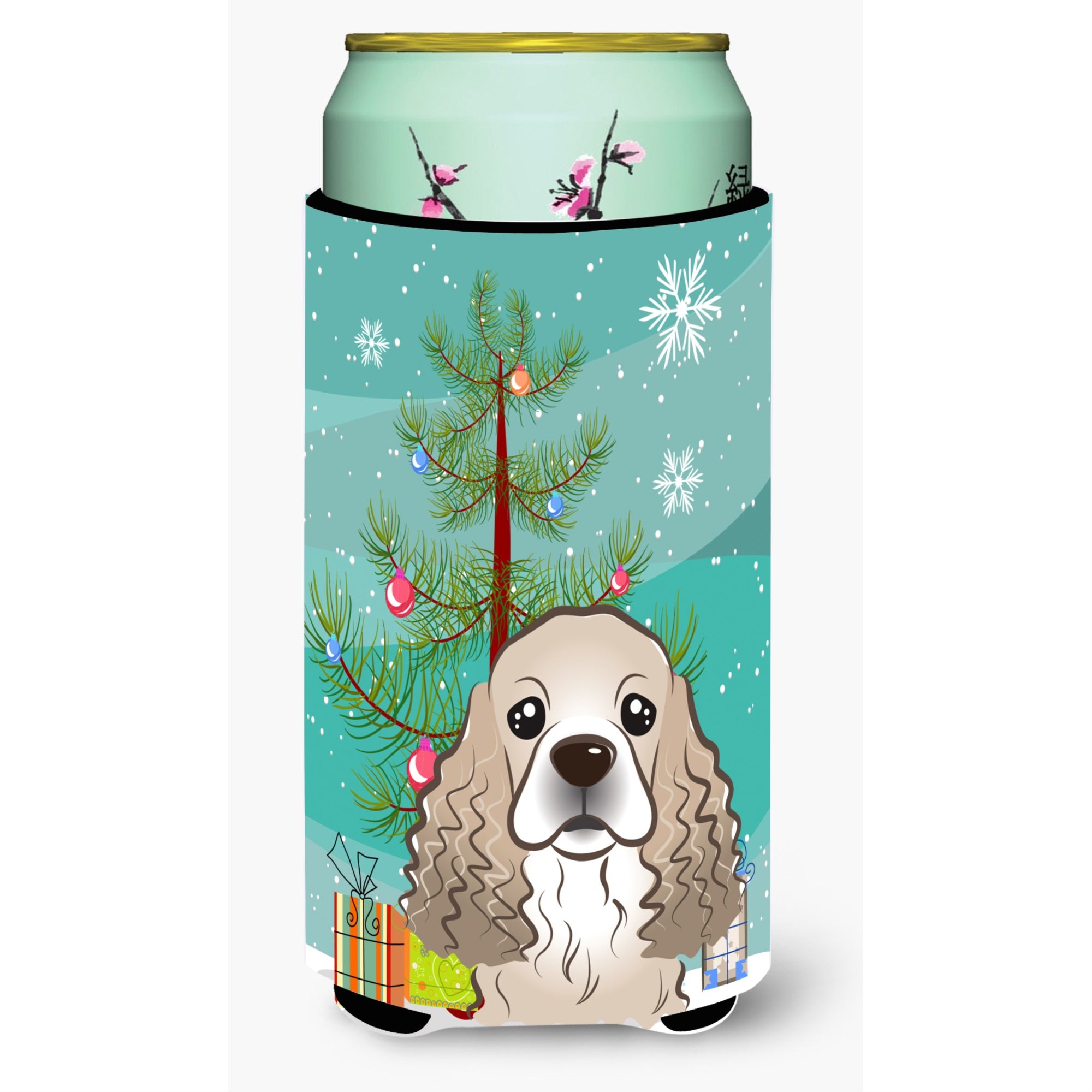 'Caroline'S Treasures Christmas Tree And Cocker Spaniel Tall Boy Koozie Hugger, Multicolor''