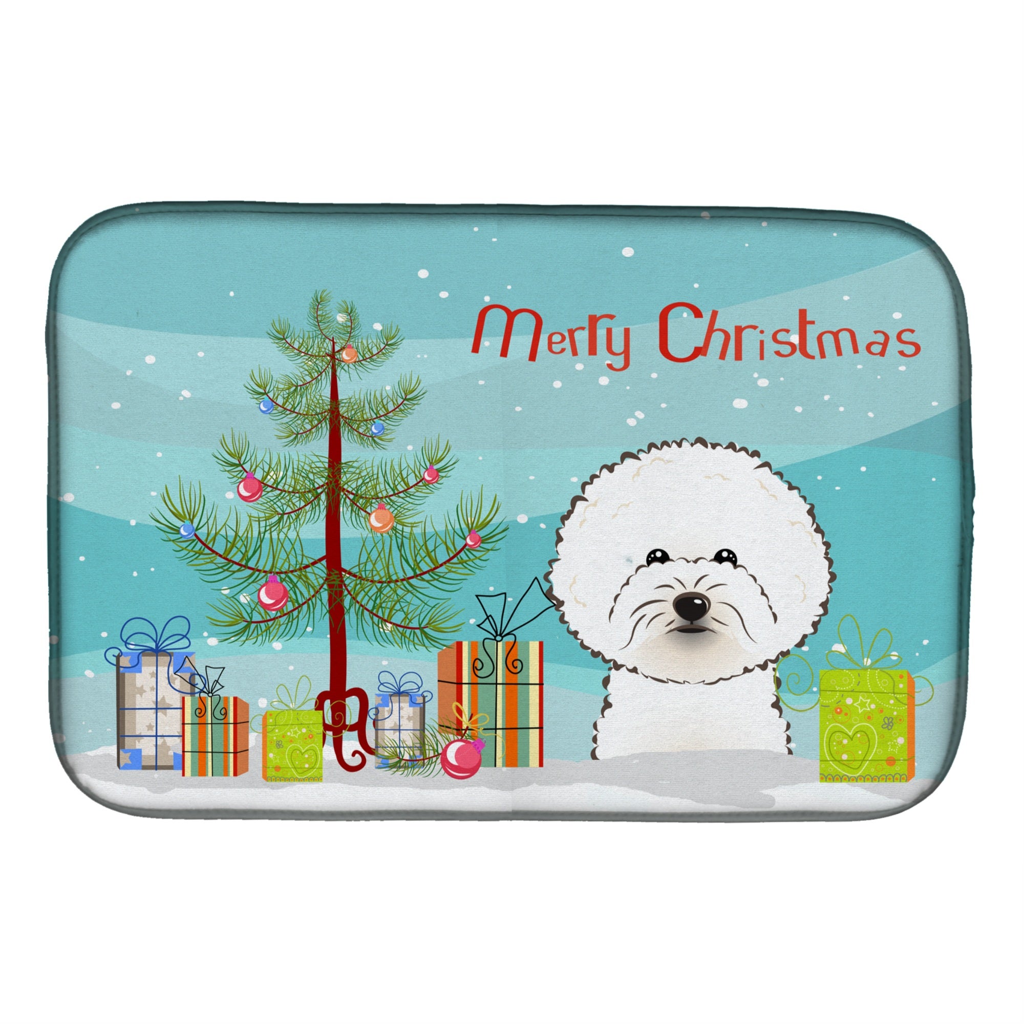 'Caroline'S Treasures Christmas Tree And Bichon Frise Dish Drying Mat, 14'''' X 21''''''