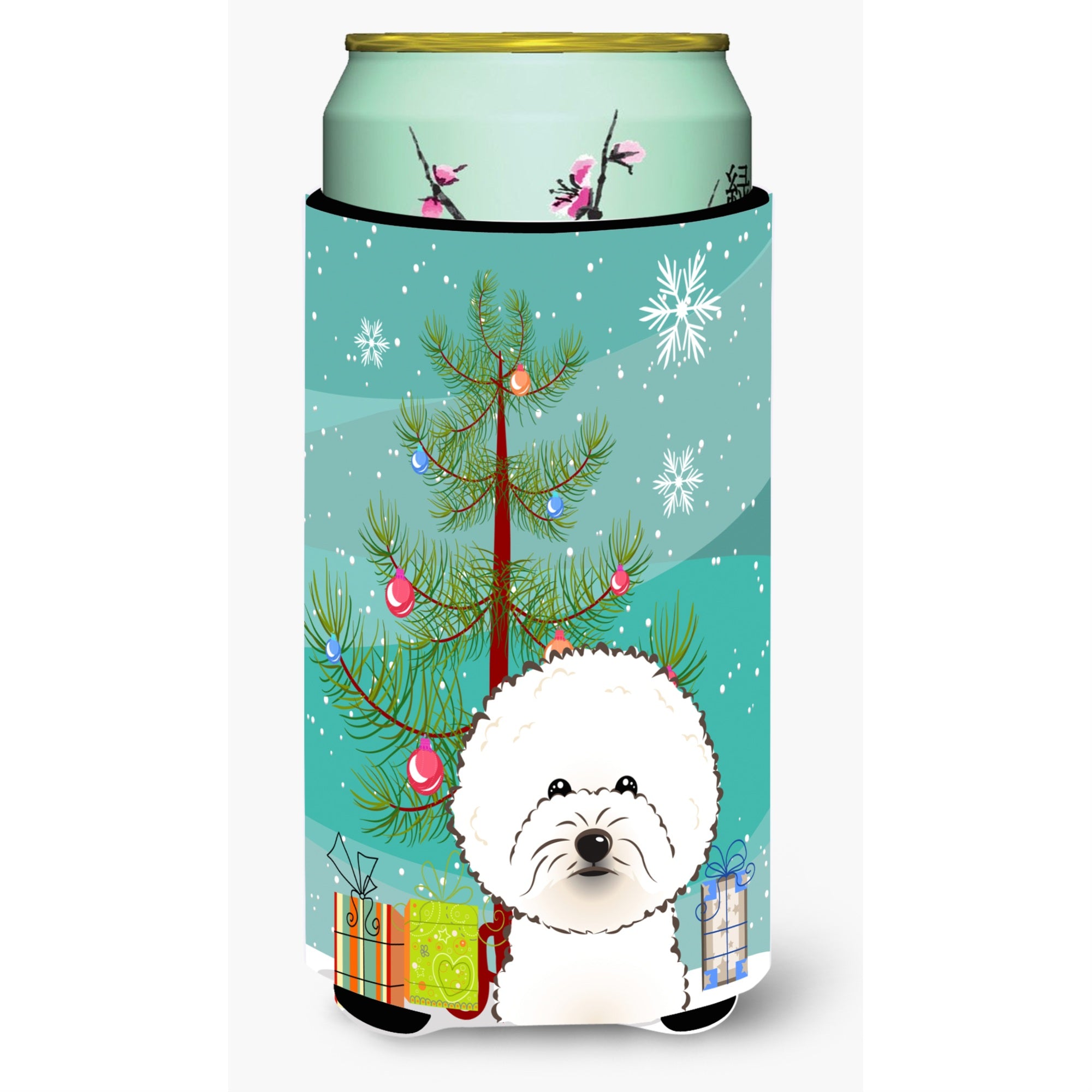 'Caroline'S Treasures Christmas Tree And Bichon Frise Tall Boy Koozie Hugger, Multicolor''