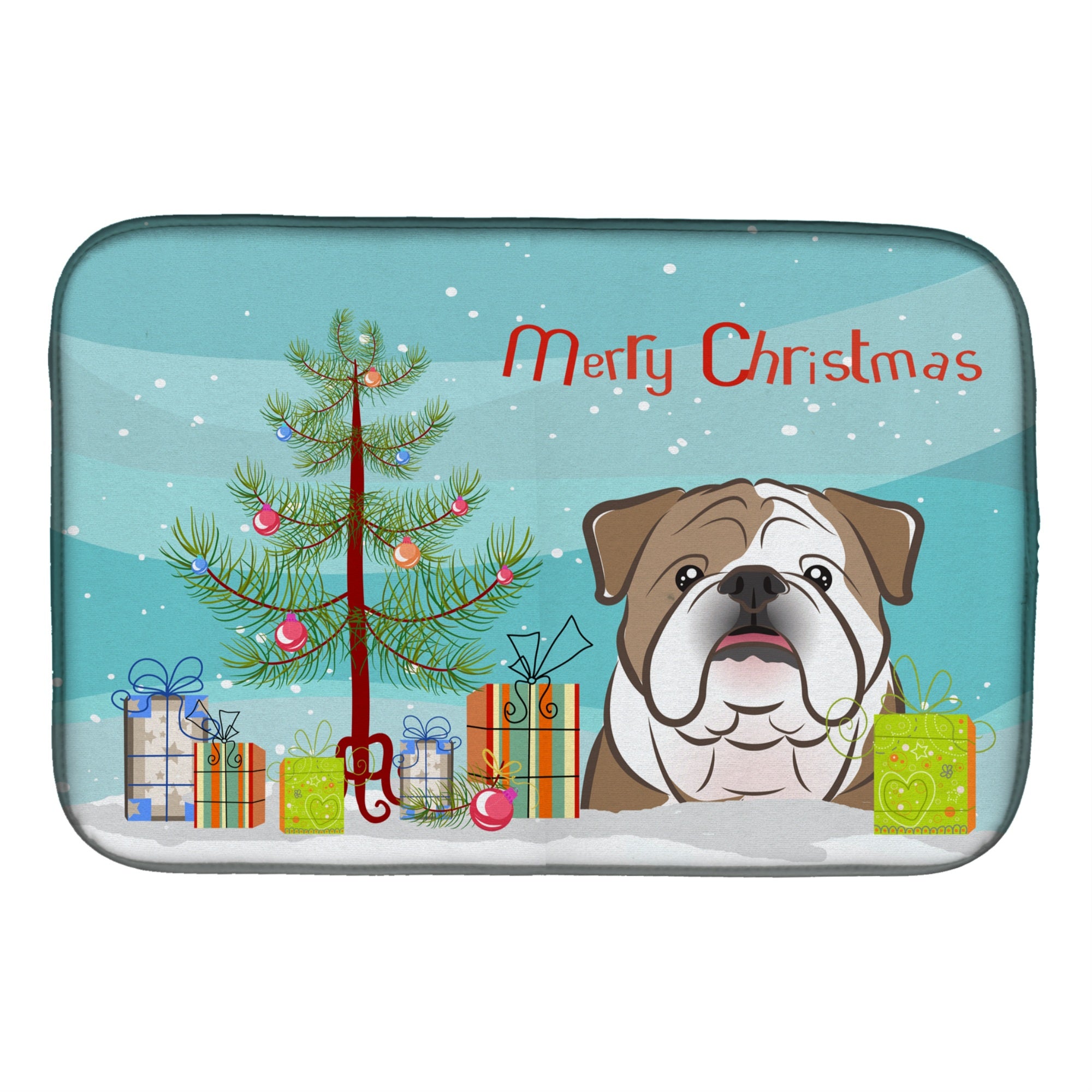 'Caroline'S Treasures Christmas Tree And English Bulldog Dish Drying Mat, 14'''' X 21''''''