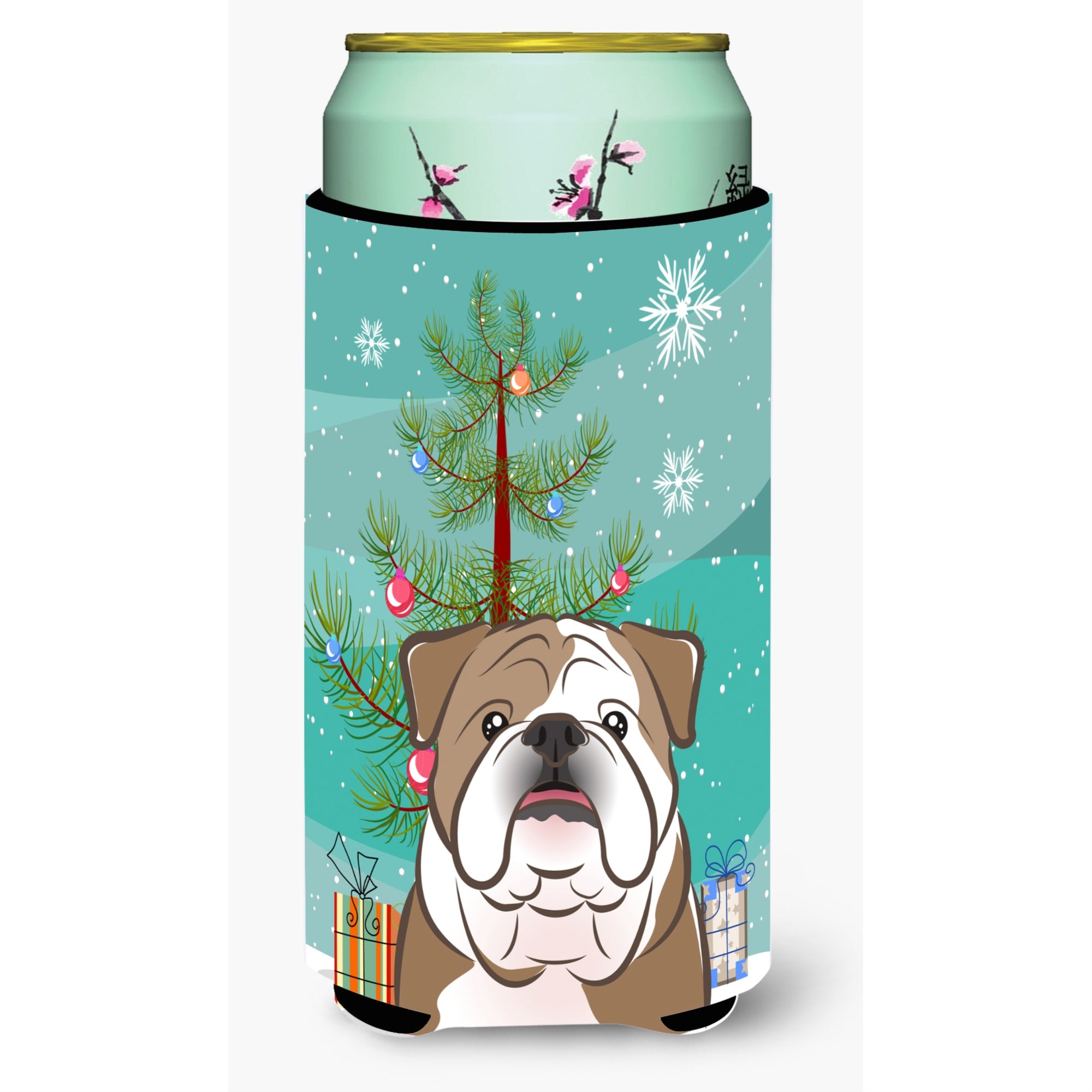 'Caroline'S Treasures Christmas Tree And English Bulldog Tall Boy Koozie Hugger, Multicolor''