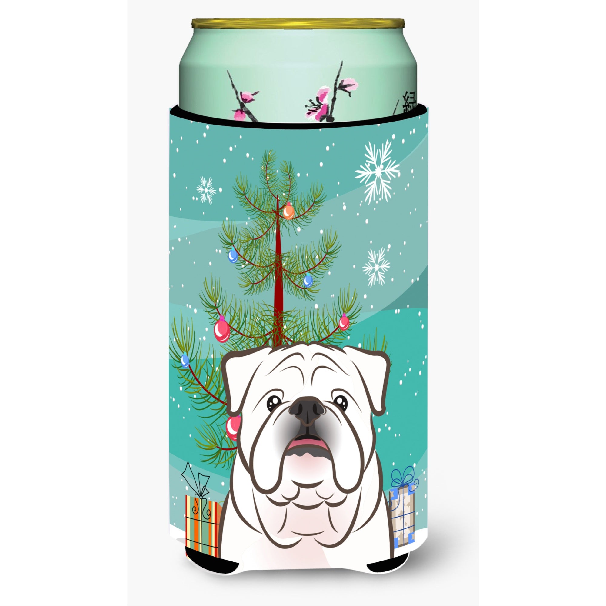 'Caroline'S Treasures Christmas Tree And White English Bulldog Tall Boy Koozie Hugger, Multicolor''
