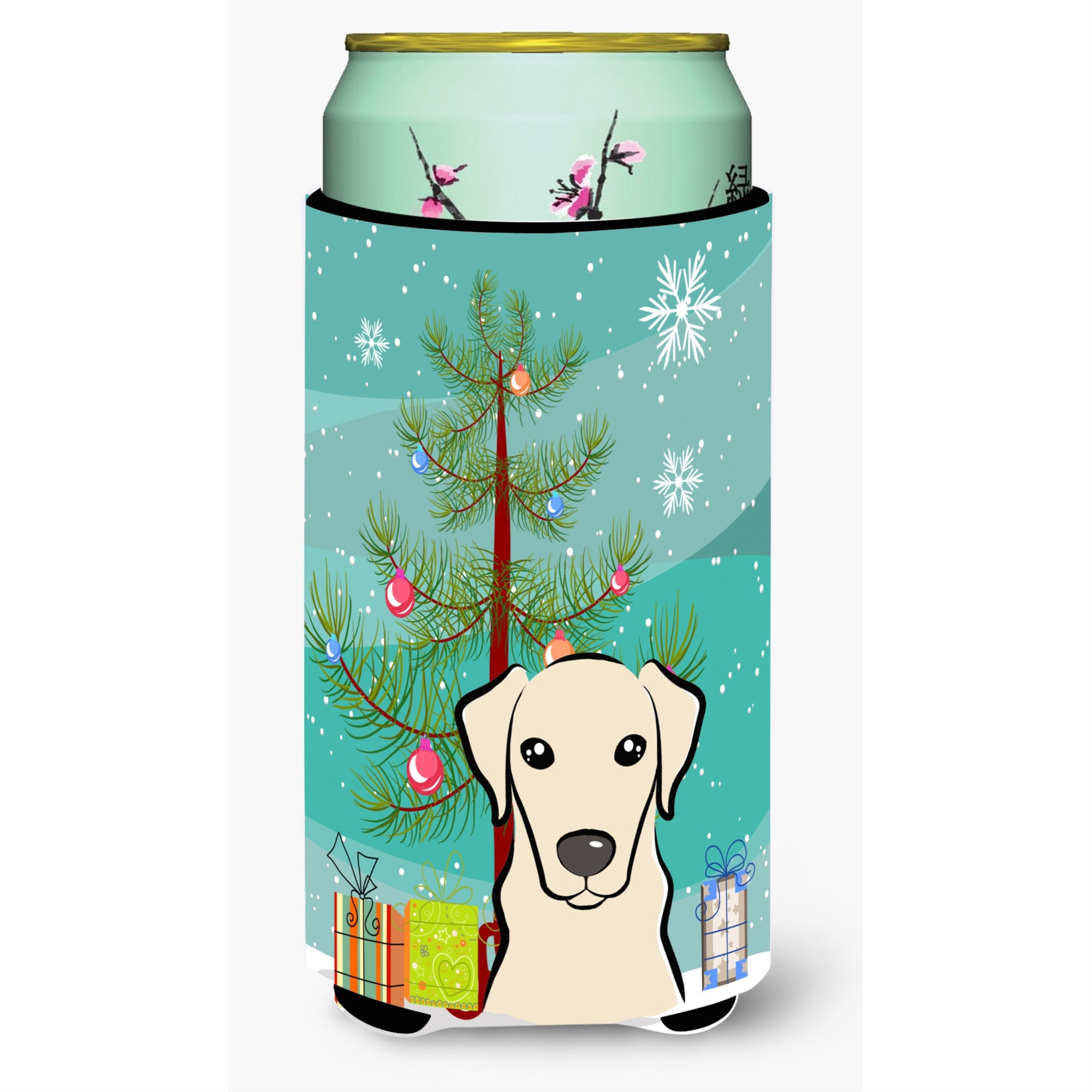 'Caroline'S Treasures Christmas Tree And Yellow Labrador Tall Boy Koozie Hugger, Multicolor''