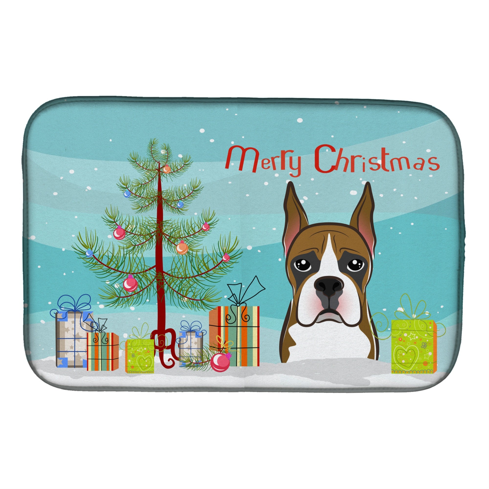 'Caroline'S Treasures Christmas Tree And Boxer Dish Drying Mat, 14'''' X 21''''''