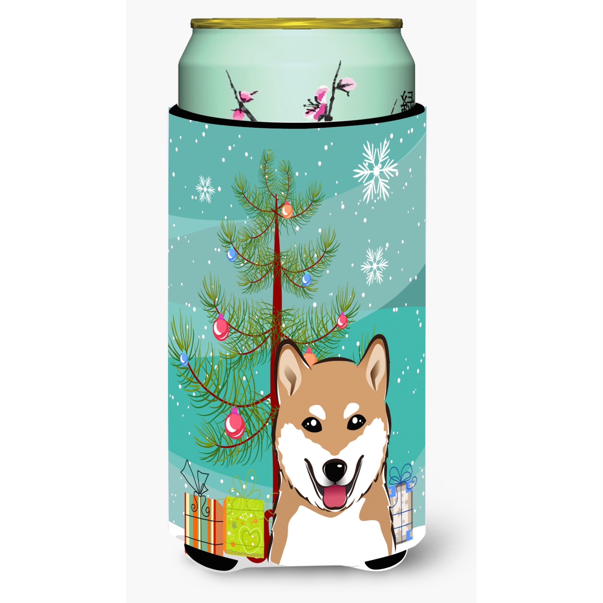 'Caroline'S Treasures Christmas Tree And Shiba Inu Tall Boy Koozie Hugger, Multicolor''