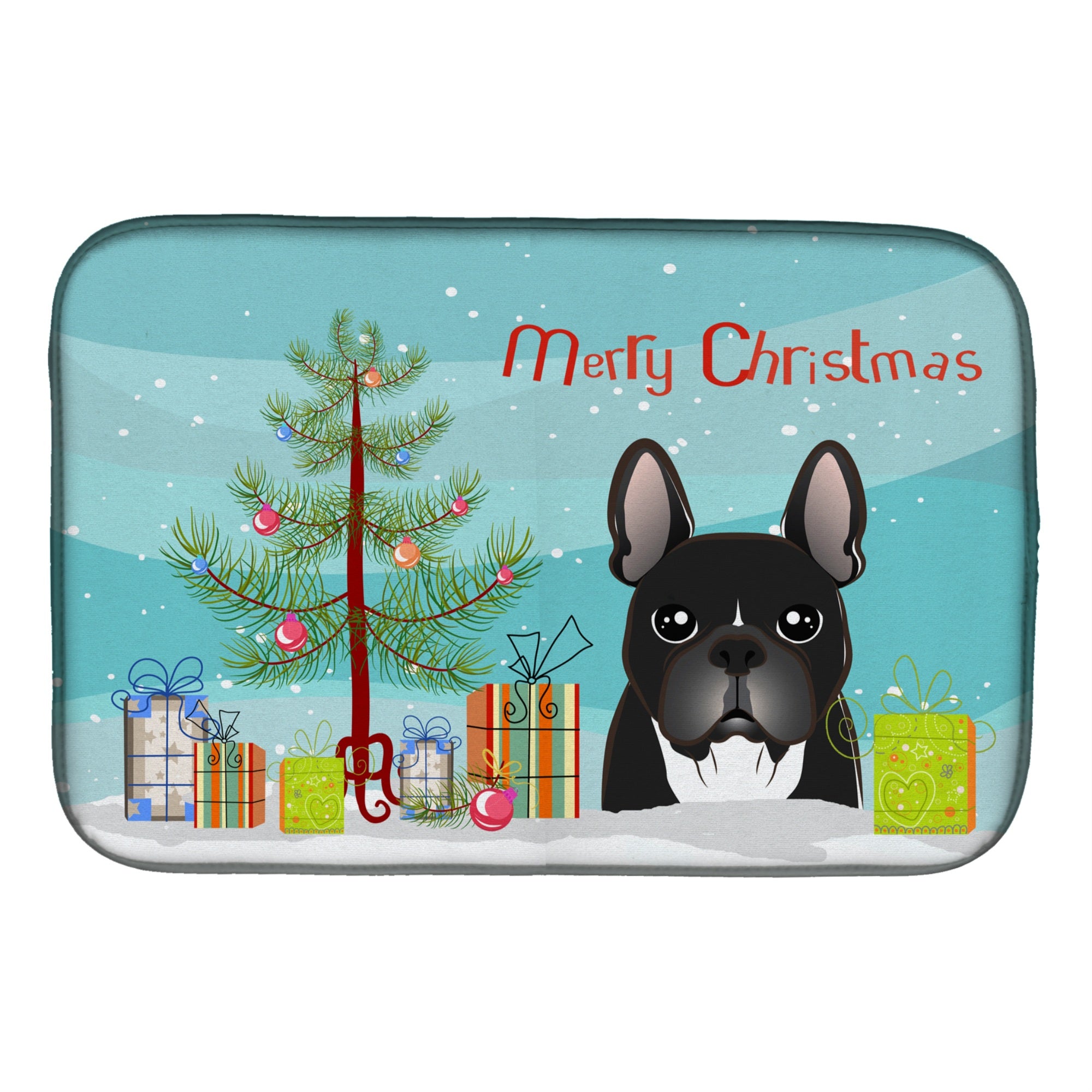 'Caroline'S Treasures Christmas Tree And French Bulldog Dish Drying Mat, 14'''' X 21''''''