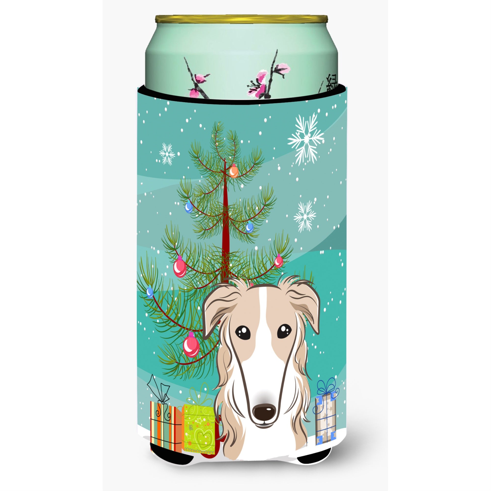 'Caroline'S Treasures Christmas Tree And Borzoi Tall Boy Koozie Hugger, Multicolor''