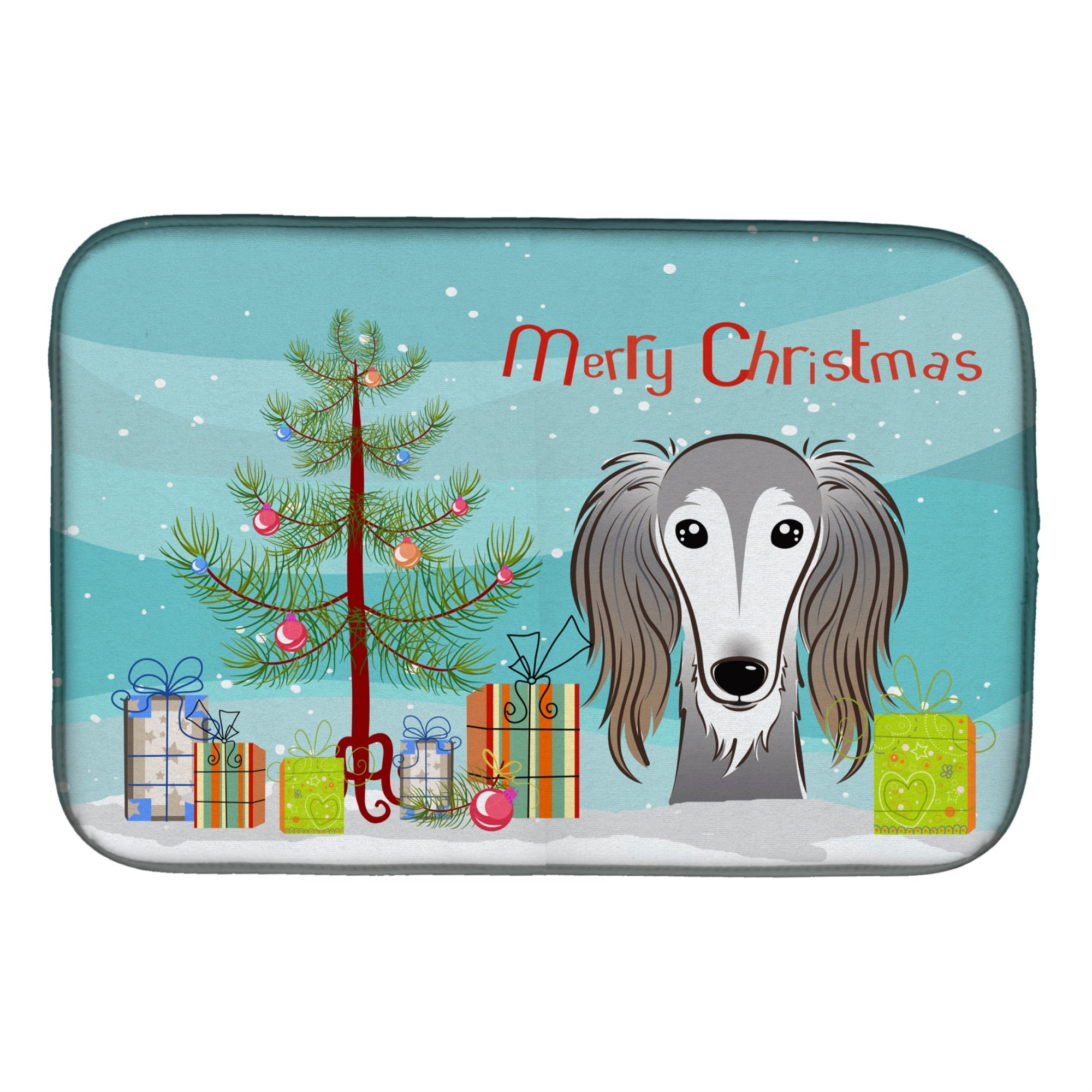 'Caroline'S Treasures Christmas Tree And Saluki Dish Drying Mat, 14'''' X 21''''''