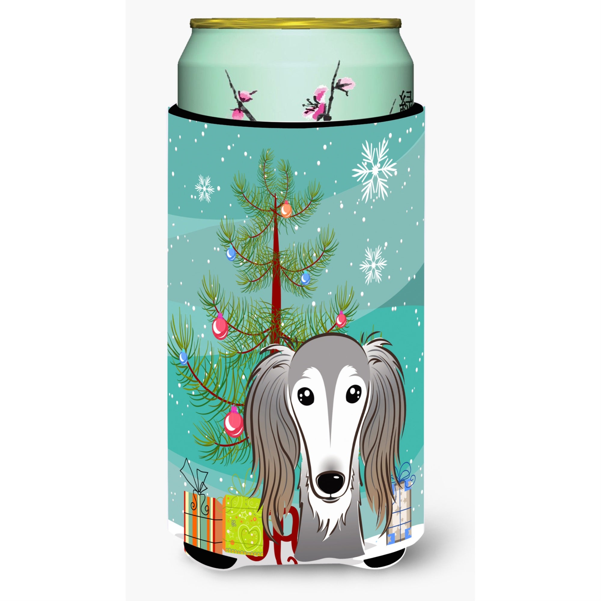 'Caroline'S Treasures Christmas Tree And Saluki Tall Boy Koozie Hugger, Multicolor''