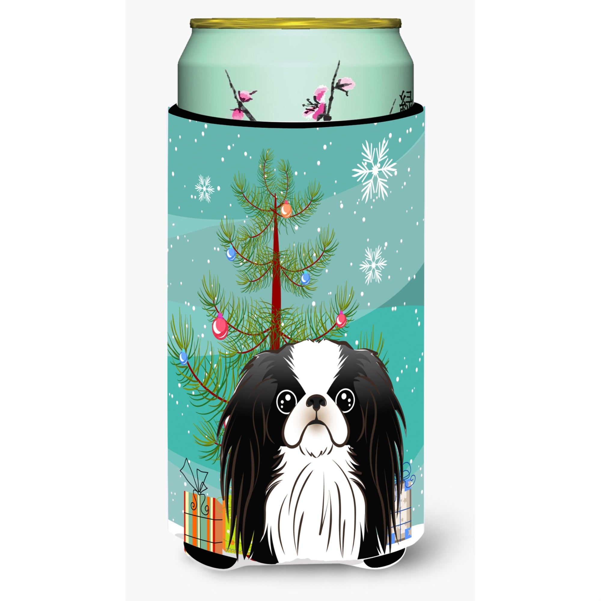 'Caroline'S Treasures Christmas Tree And Japanese Chin Tall Boy Koozie Hugger, Multicolor''