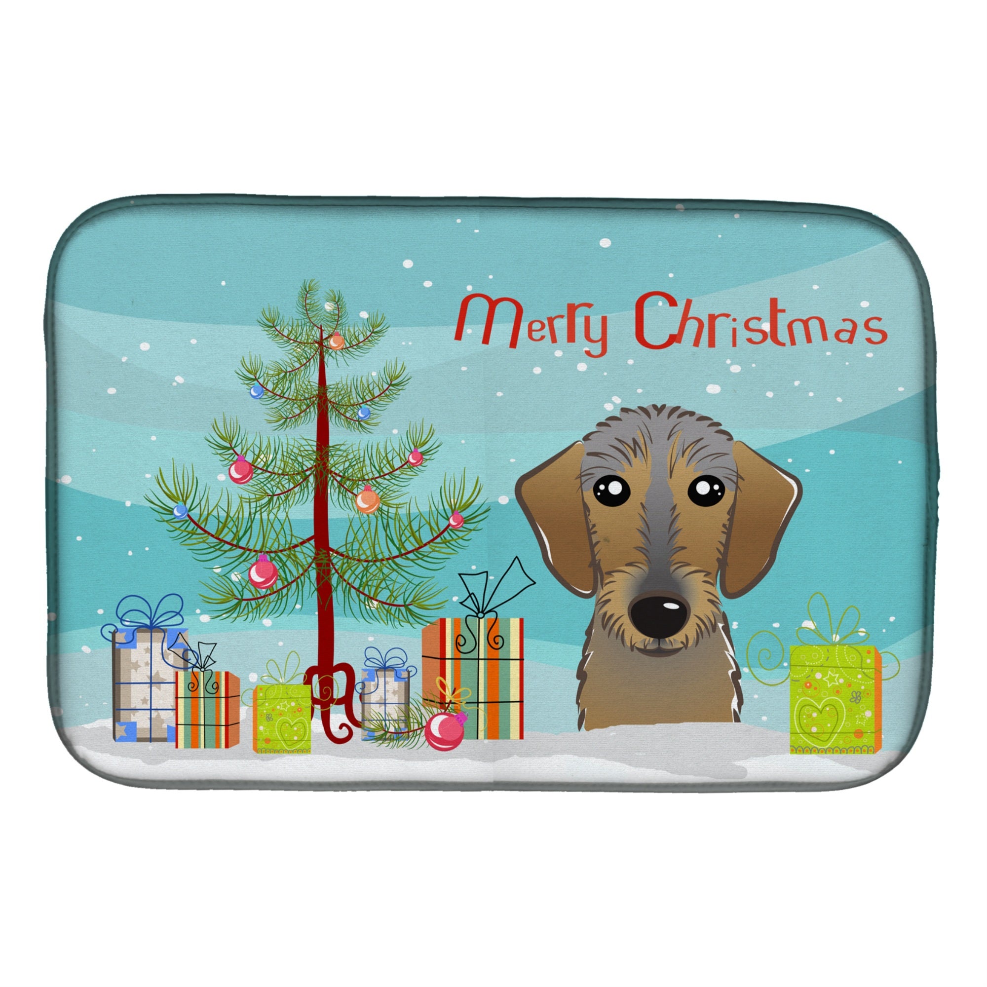 'Caroline'S Treasures Christmas Tree And Wirehaired Dachshund Dish Drying Mat, 14'''' X 21''''''