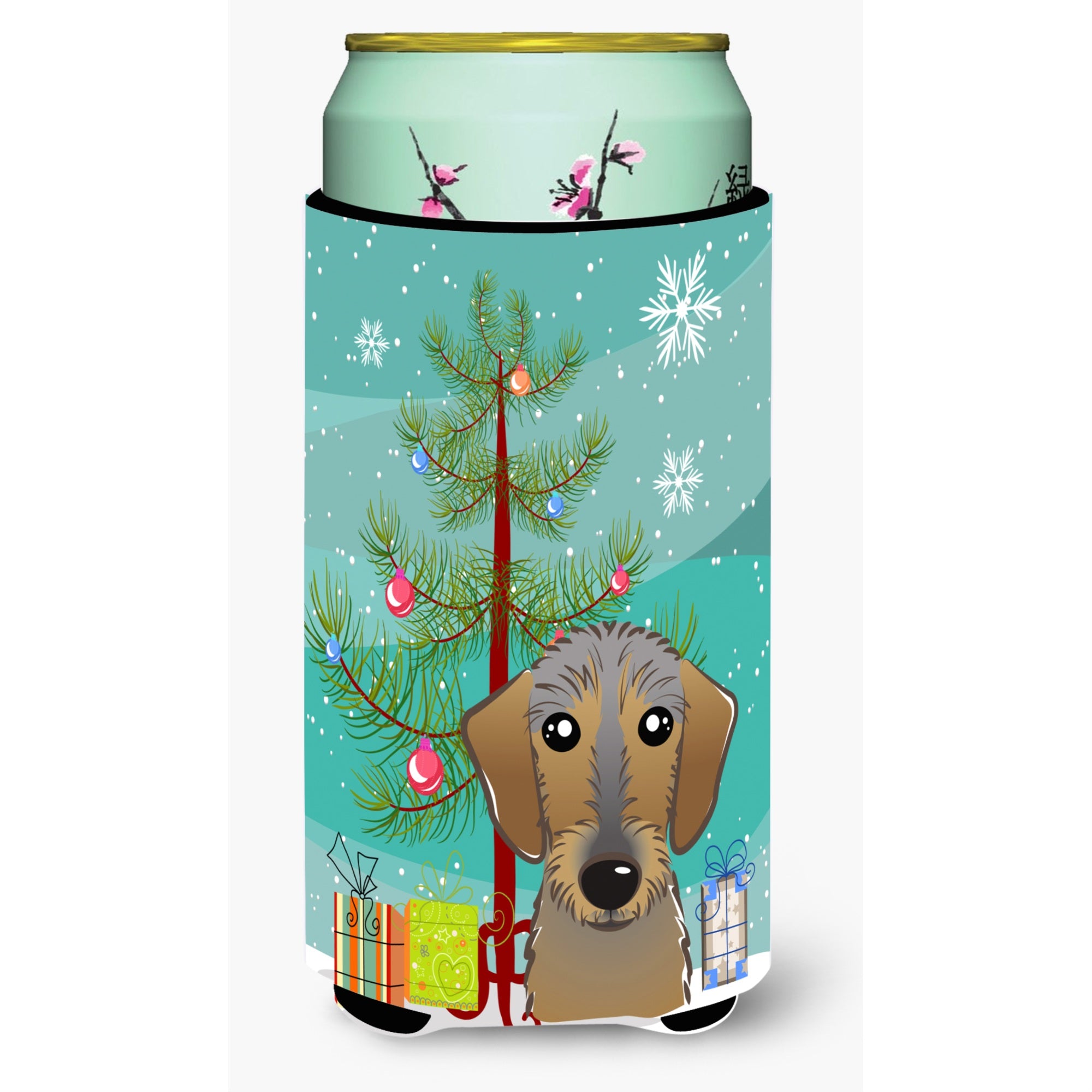 'Caroline'S Treasures Christmas Tree And Wirehaired Dachshund Tall Boy Koozie Hugger, Multicolor''