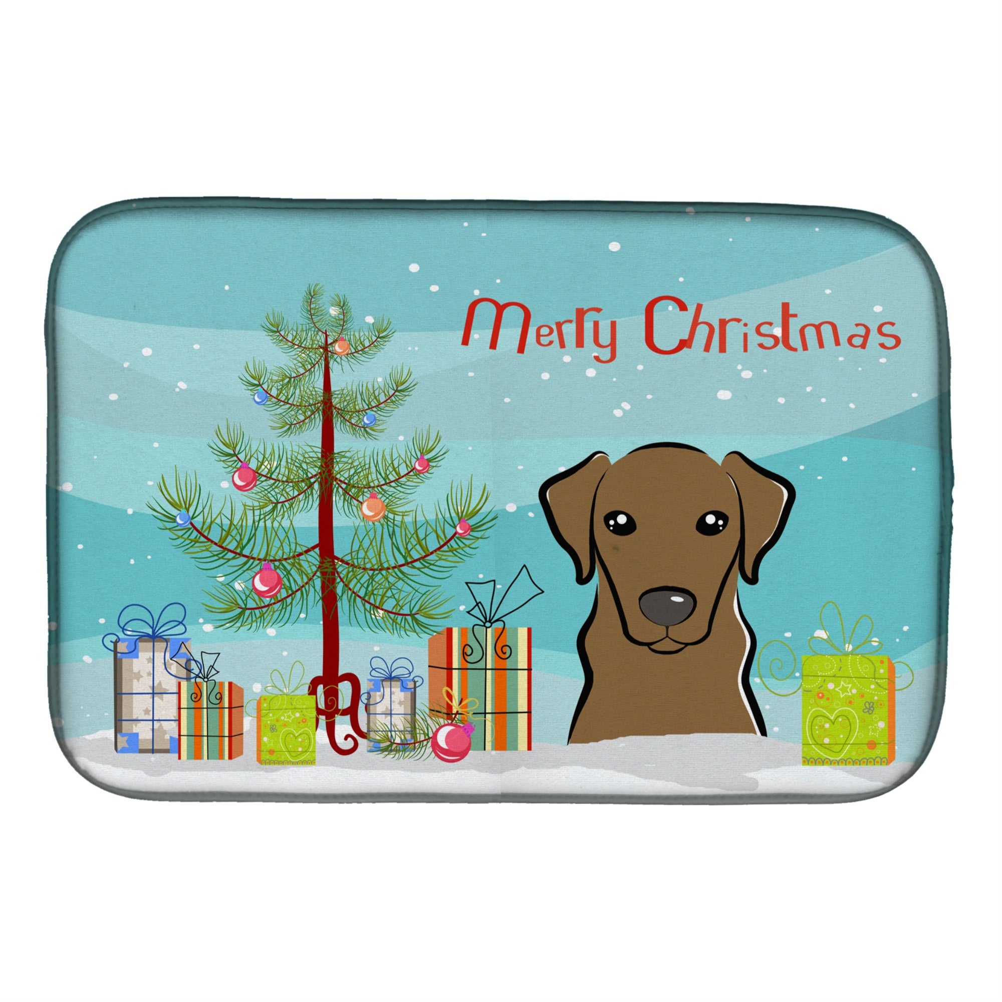'Caroline'S Treasures Christmas Tree And Chocolate Labrador Dish Drying Mat, 14'''' X 21''''''