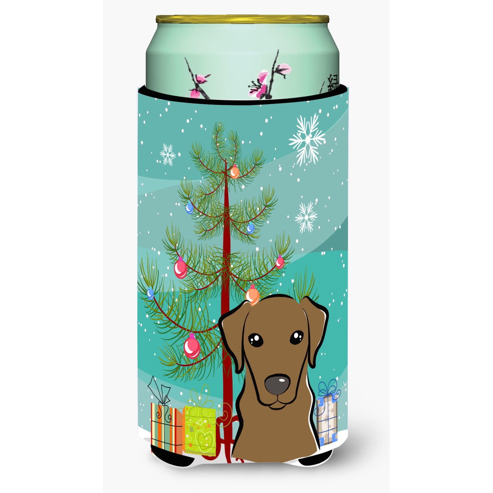 'Caroline'S Treasures Christmas Tree And Chocolate Labrador Tall Boy Koozie Hugger, Multicolor''