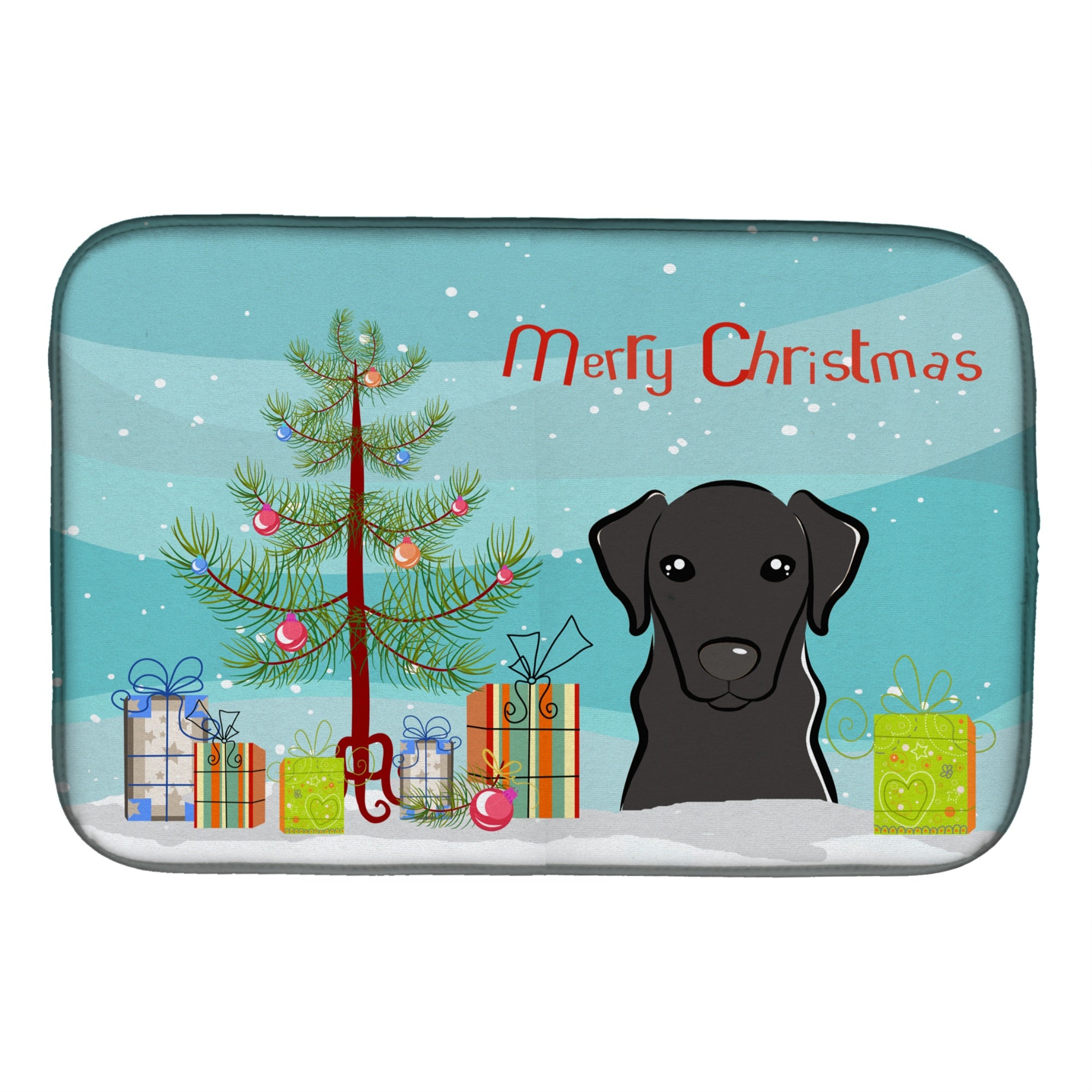 'Caroline'S Treasures Christmas Tree And Black Labrador Dish Drying Mat, 14'''' X 21''''''