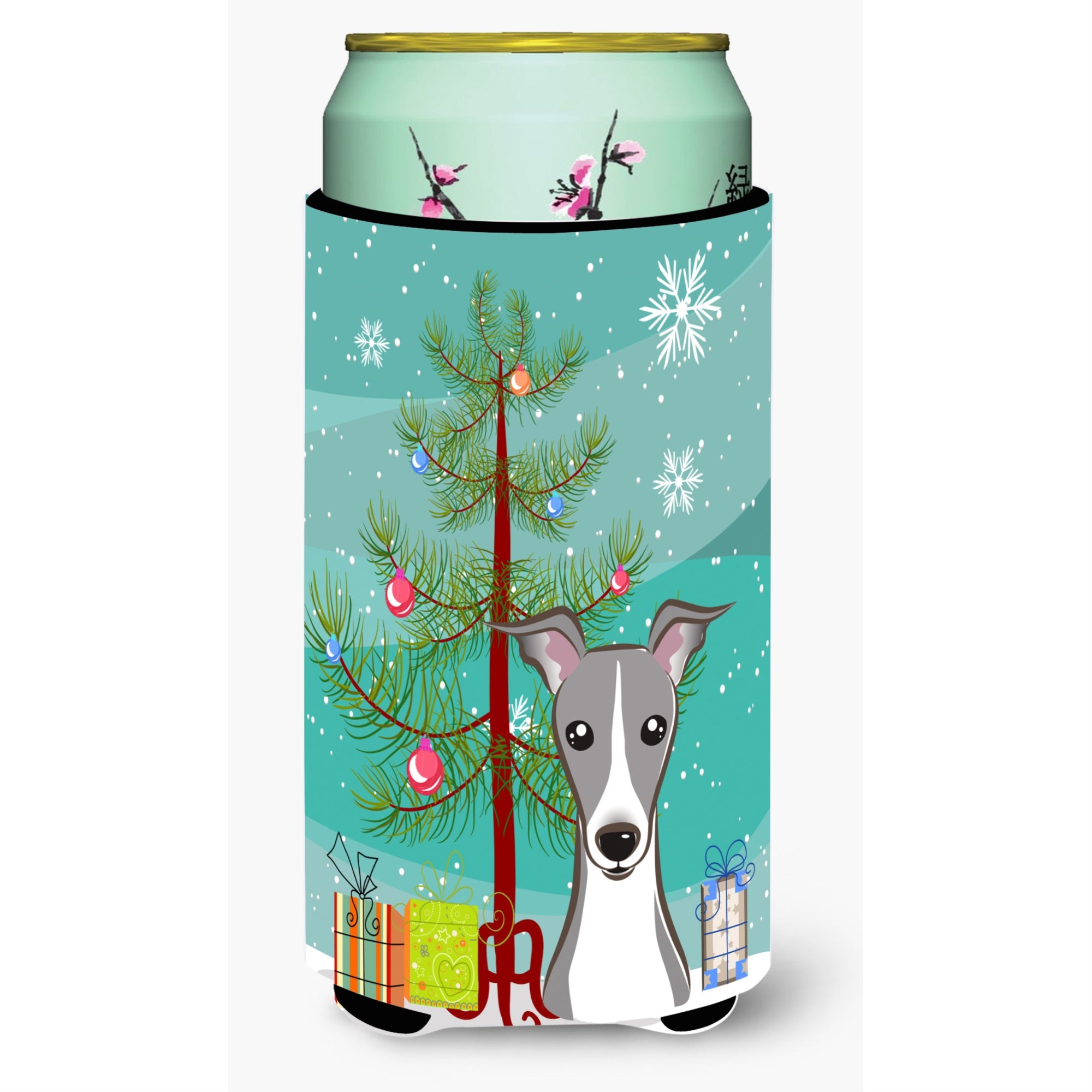 'Caroline'S Treasures Christmas Tree And Italian Greyhound Tall Boy Koozie Hugger, Multicolor''