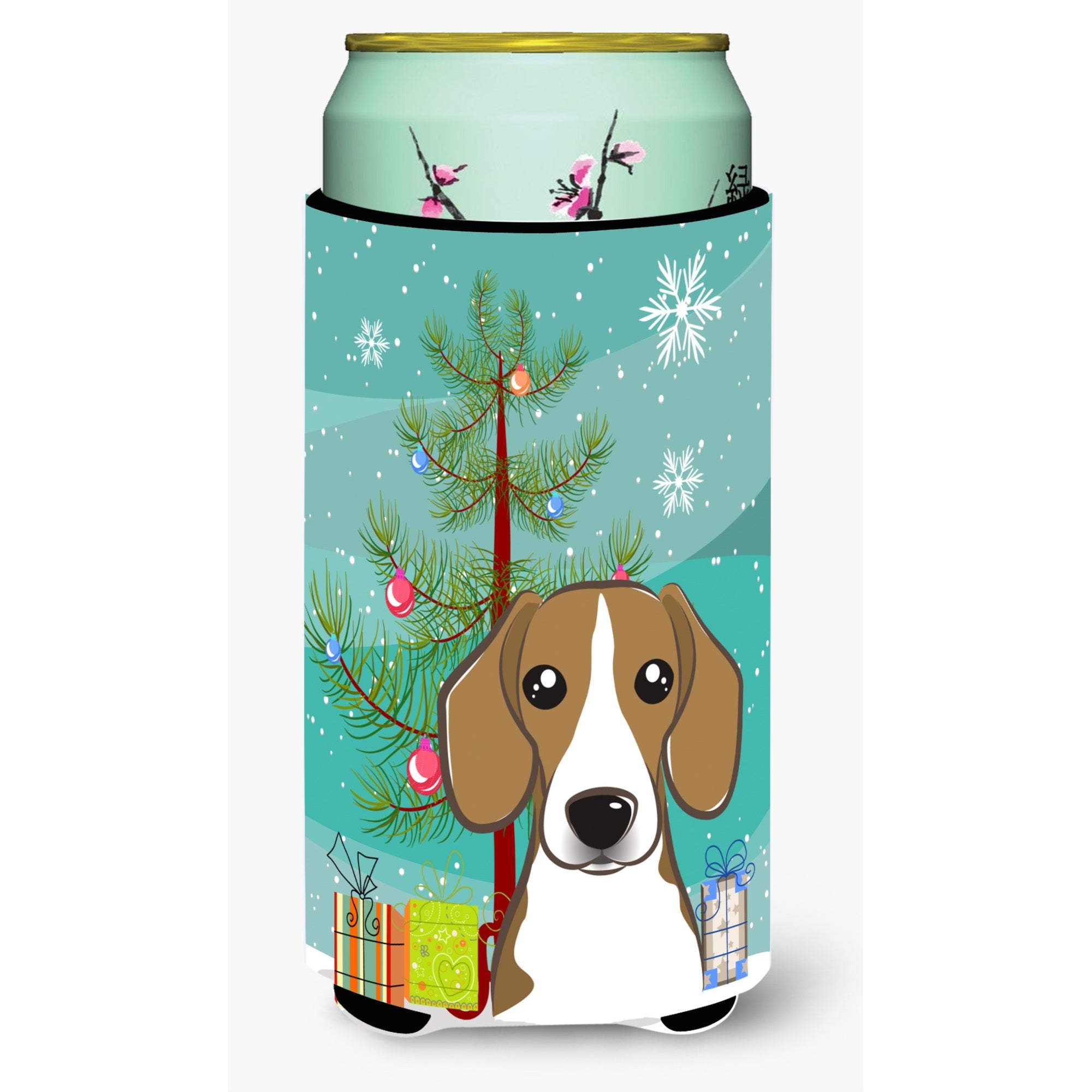 'Caroline'S Treasures Christmas Tree And Beagle Tall Boy Koozie Hugger, Multicolor''