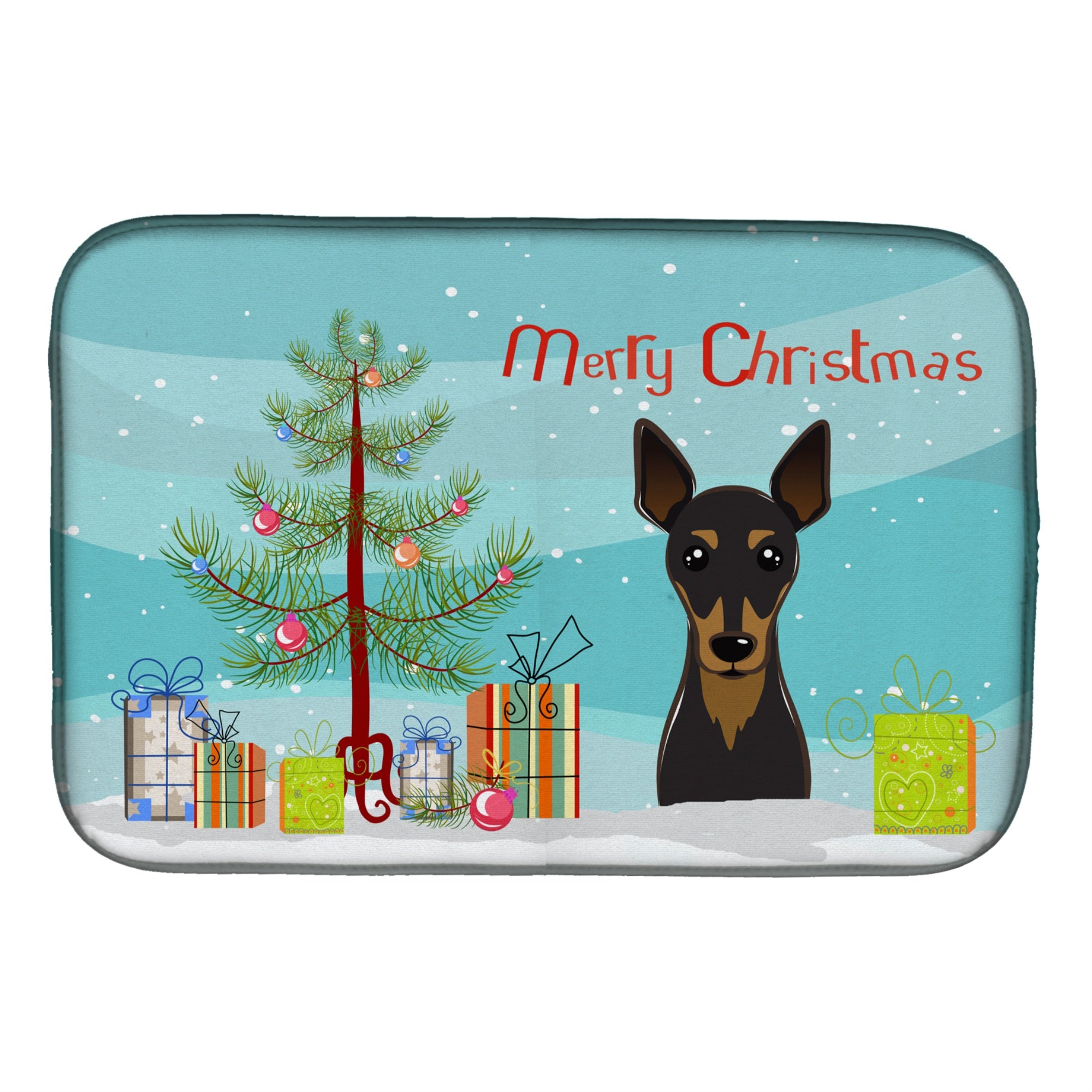 'Caroline'S Treasures Christmas Tree And Min Pin Dish Drying Mat, 14'''' X 21''''''
