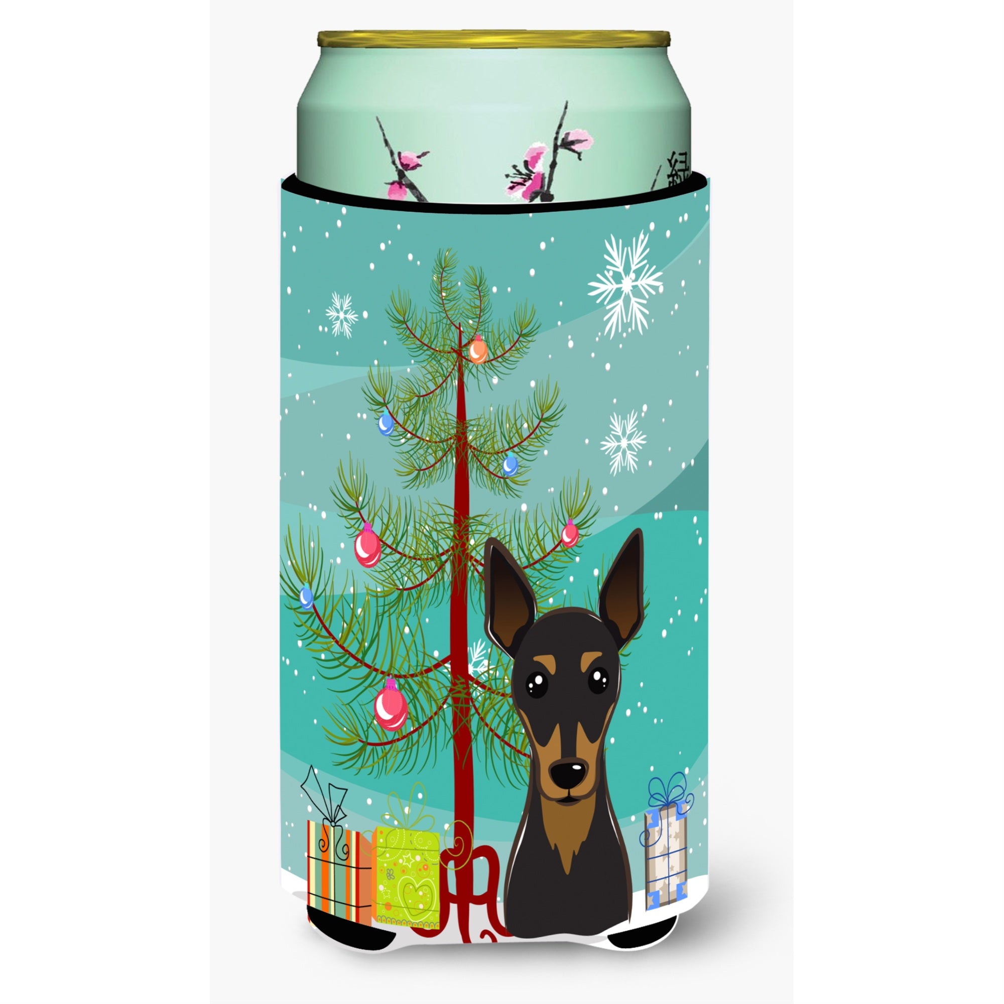 'Caroline'S Treasures Christmas Tree And Min Pin Tall Boy Koozie Hugger, Multicolor''