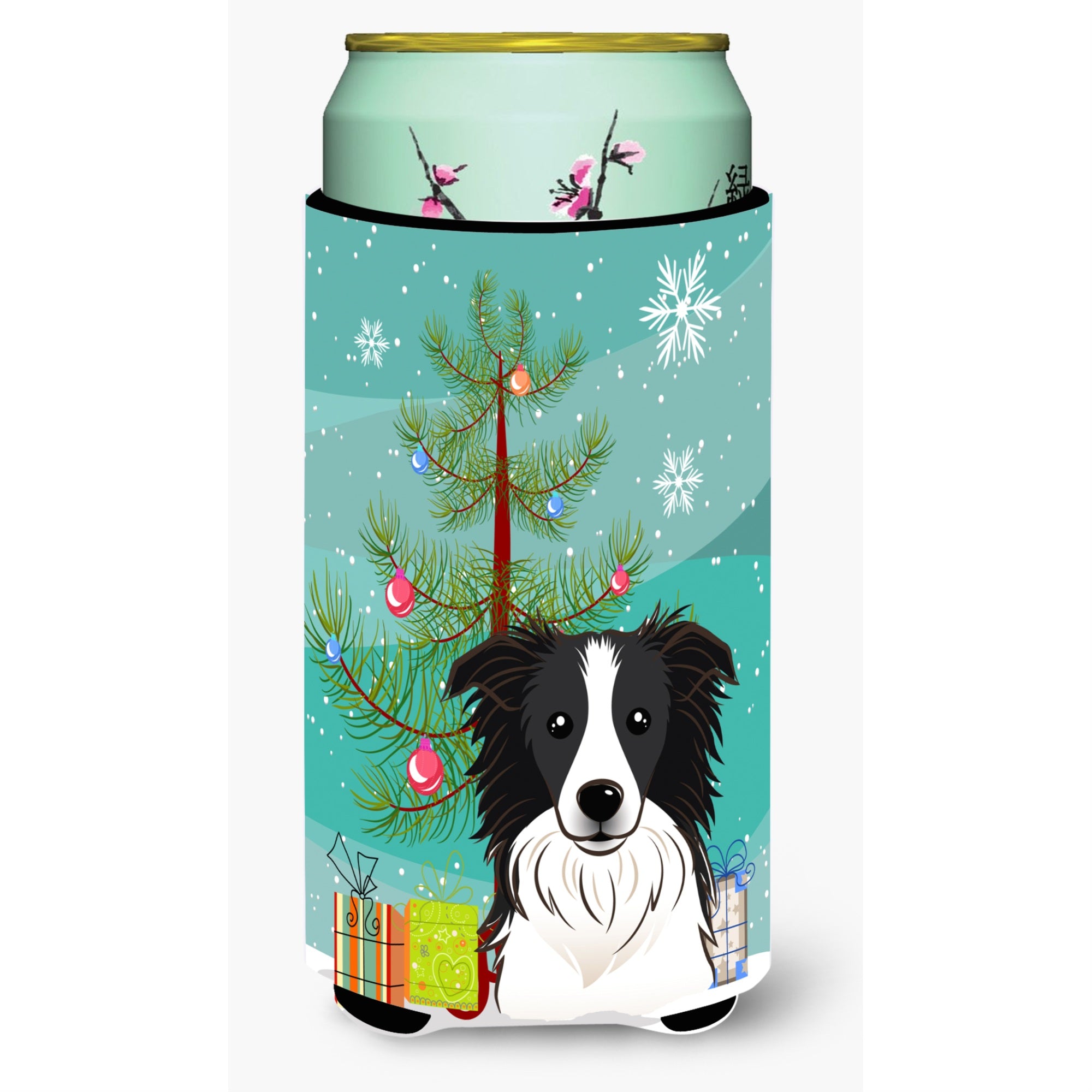 'Caroline'S Treasures Christmas Tree And Border Collie Tall Boy Koozie Hugger, Multicolor''