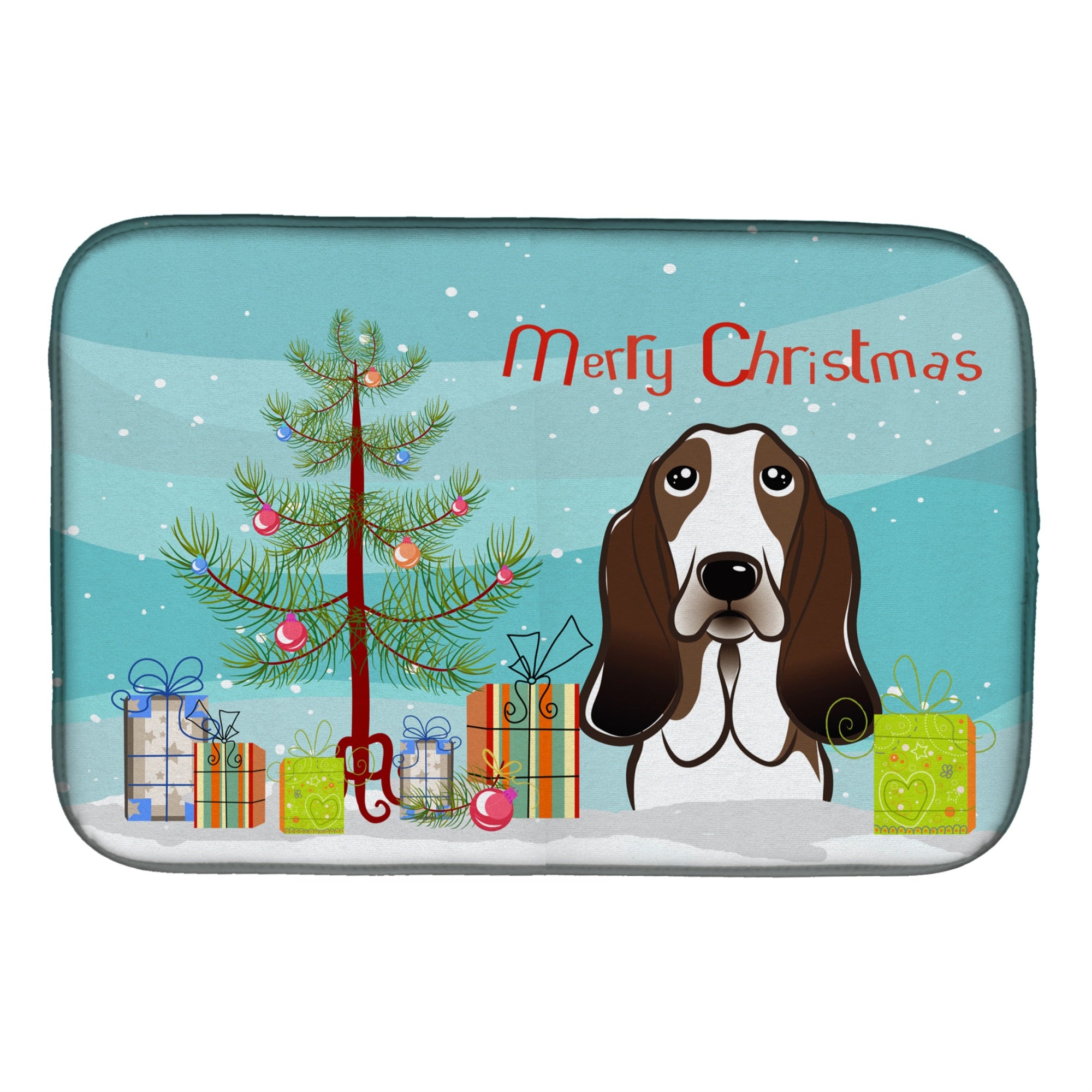 'Caroline'S Treasures Christmas Tree And Basset Hound Dish Drying Mat, 14'''' X 21''''''
