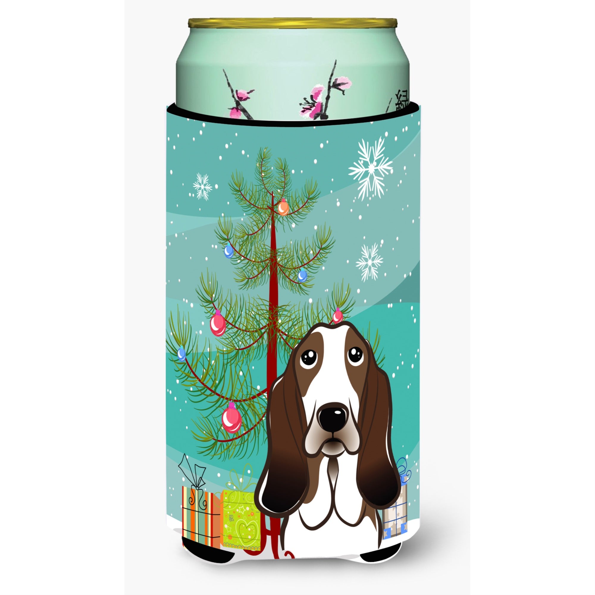 'Caroline'S Treasures Christmas Tree And Basset Hound Tall Boy Koozie Hugger, Multicolor''