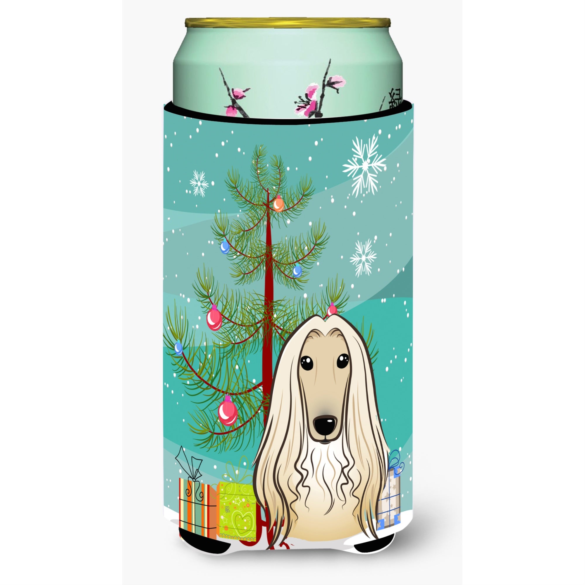 'Caroline'S Treasures Christmas Tree And Afghan Hound Tall Boy Koozie Hugger, Multicolor''