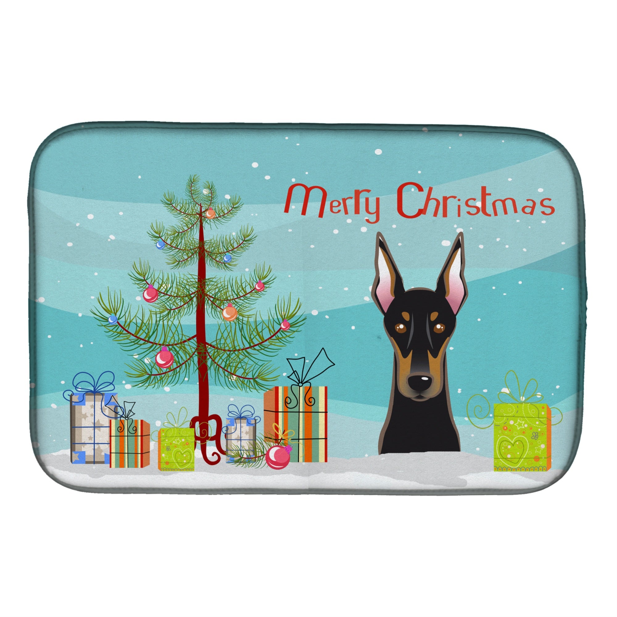 'Caroline'S Treasures Christmas Tree And Doberman Dish Drying Mat, 14'''' X 21''''''