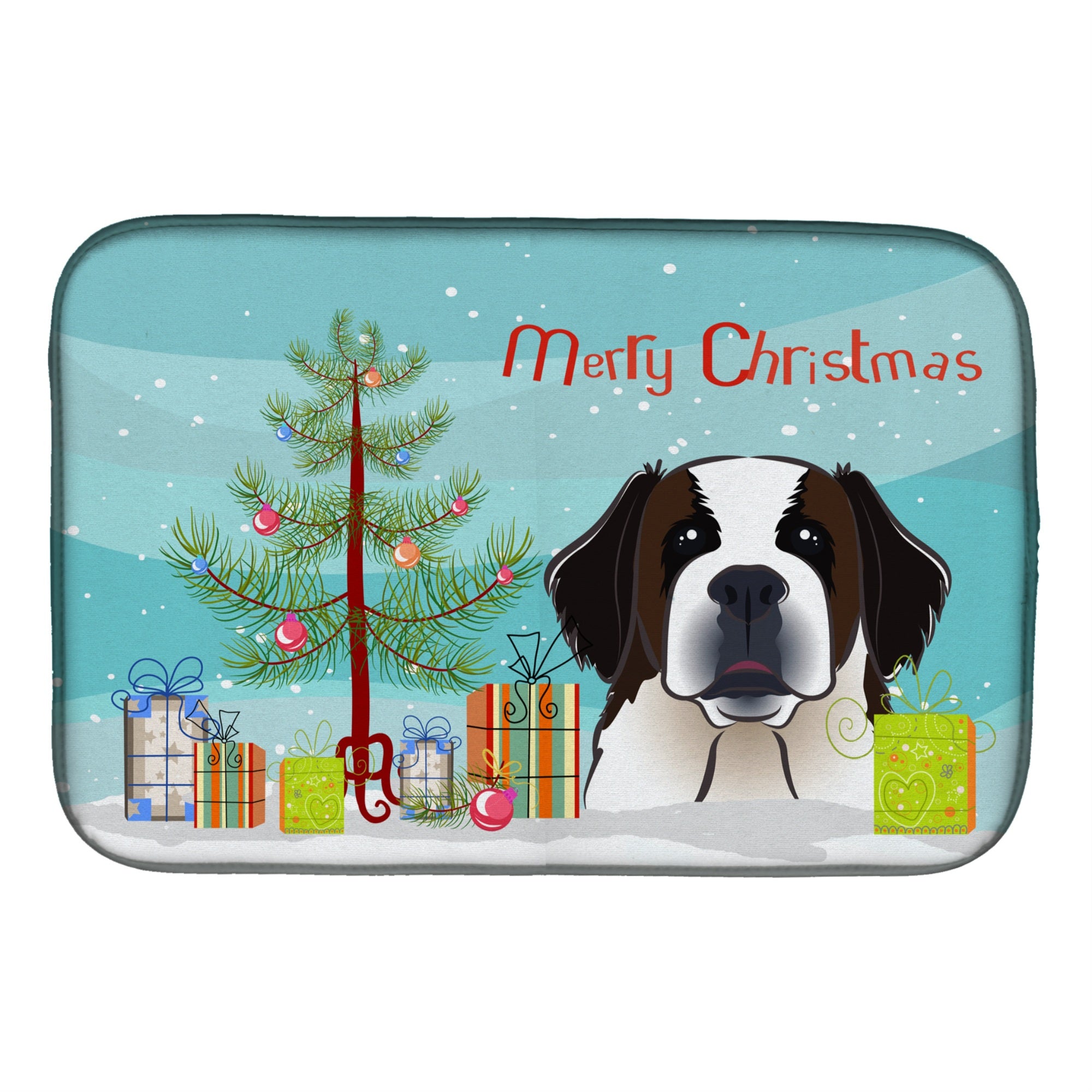 'Caroline'S Treasures Christmas Tree And Saint Bernard Dish Drying Mat, 14'''' X 21''''''
