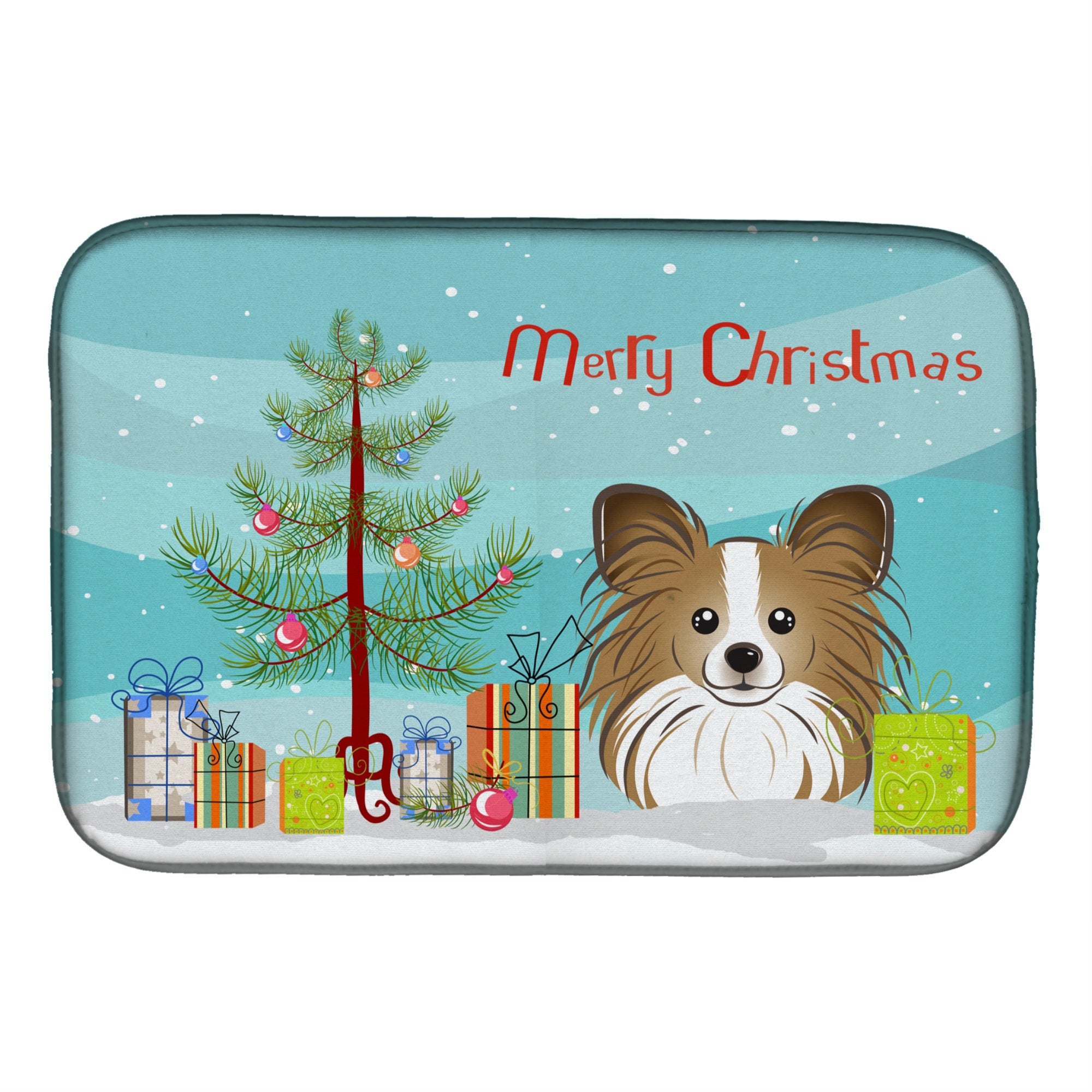 'Caroline'S Treasures Christmas Tree And Papillon Dish Drying Mat, 14'''' X 21''''''