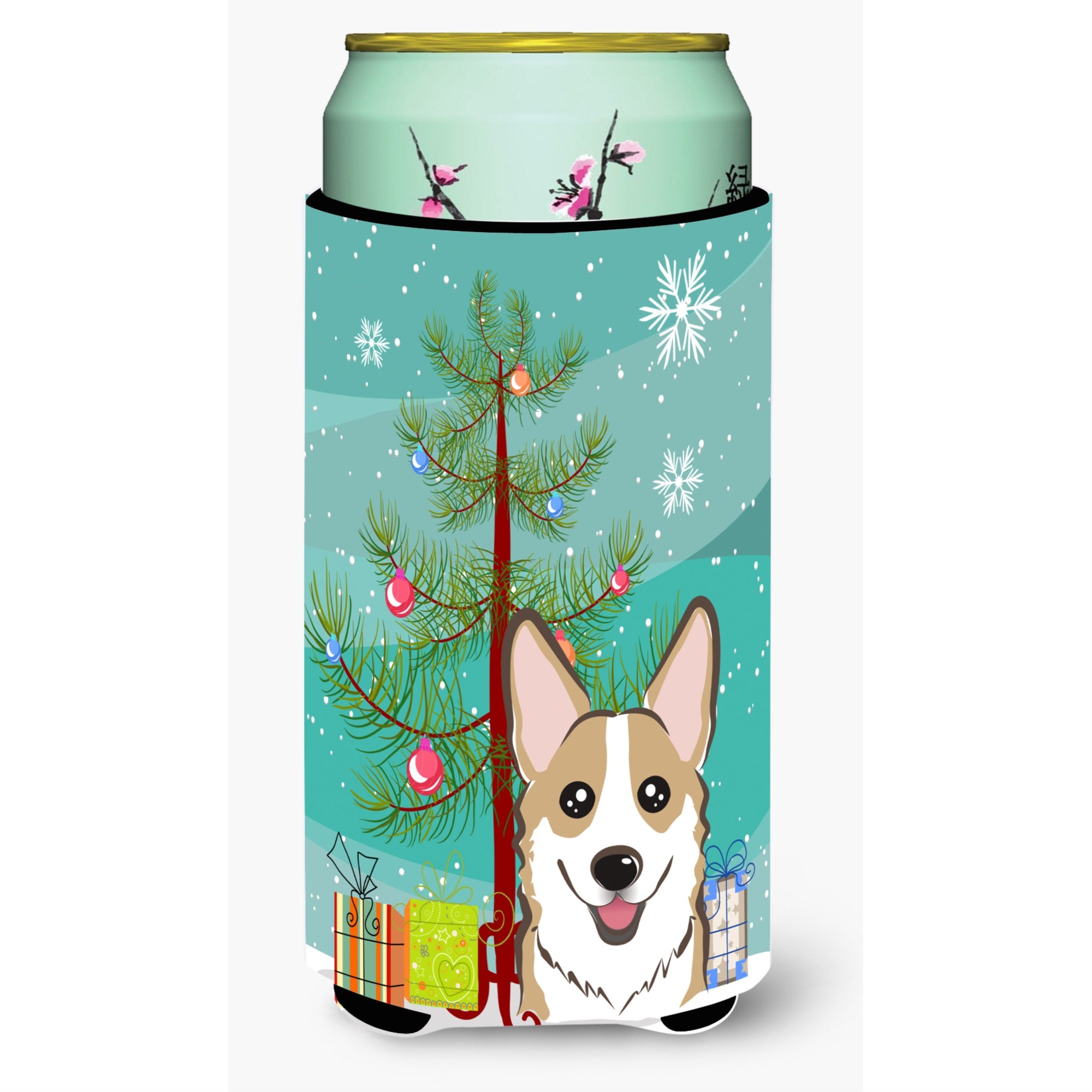 'Caroline'S Treasures Christmas Tree And Sable Corgi Tall Boy Koozie Hugger, Multicolor''