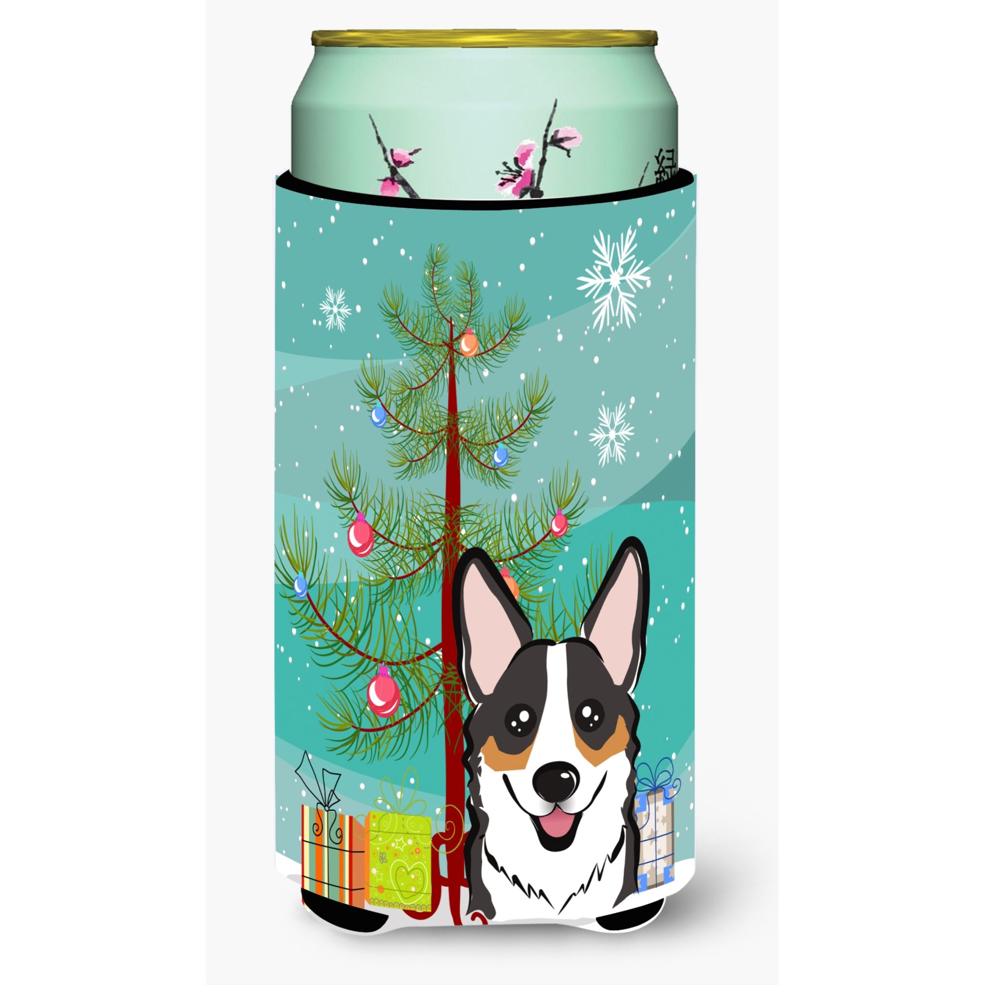 'Caroline'S Treasures Christmas Tree And Tricolor Corgi Tall Boy Koozie Hugger, Multicolor''
