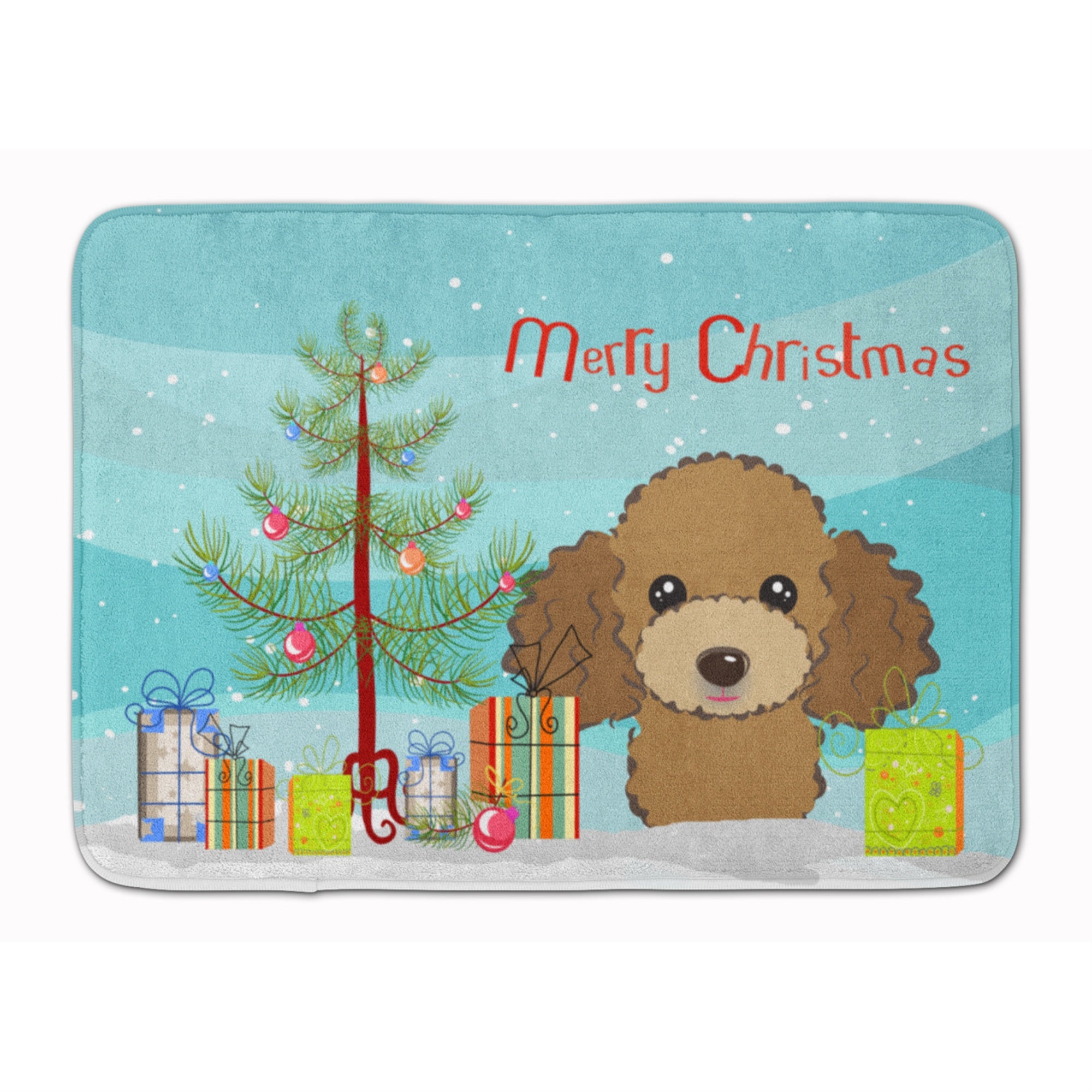 'Caroline'S Treasures Christmas Tree Chocolate Brown Poodle Floor Mat, 19'''' X 27'''', Multicolor''