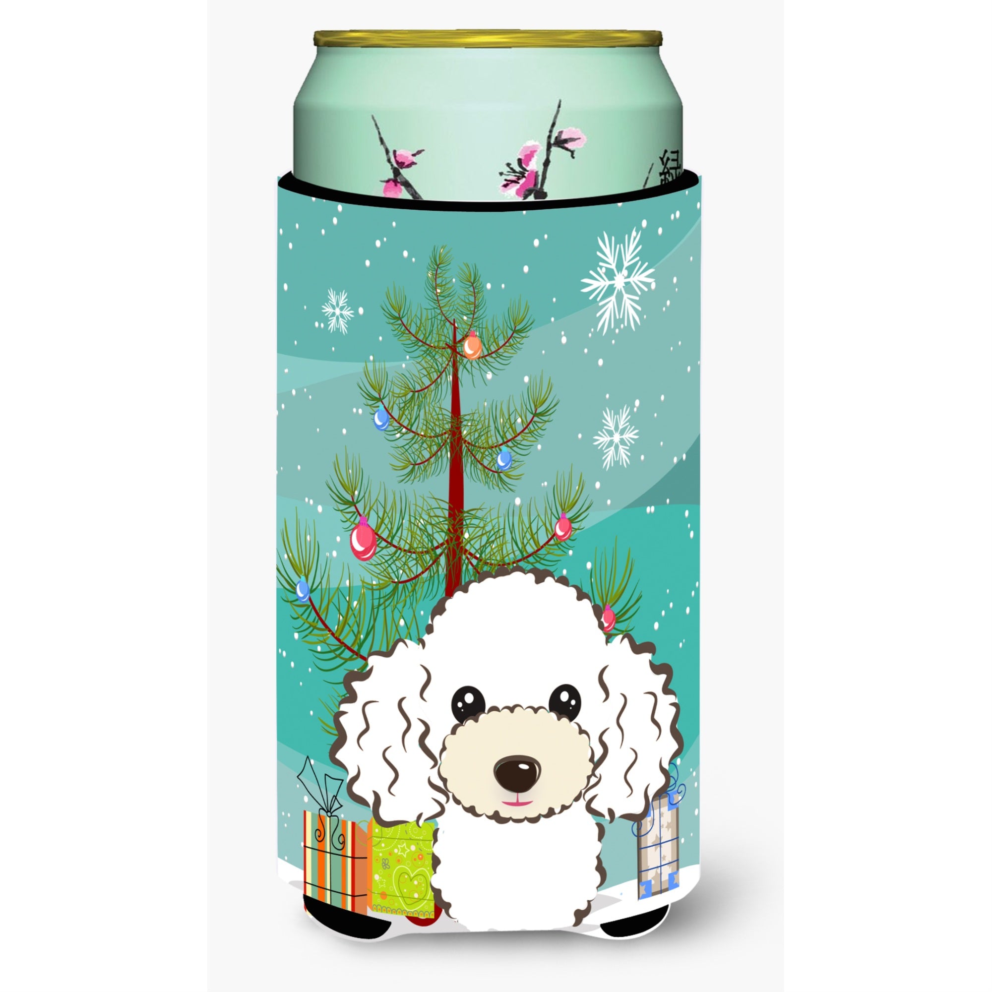 'Caroline'S Treasures Christmas Tree And White Poodle Tall Boy Koozie Hugger, Multicolor''