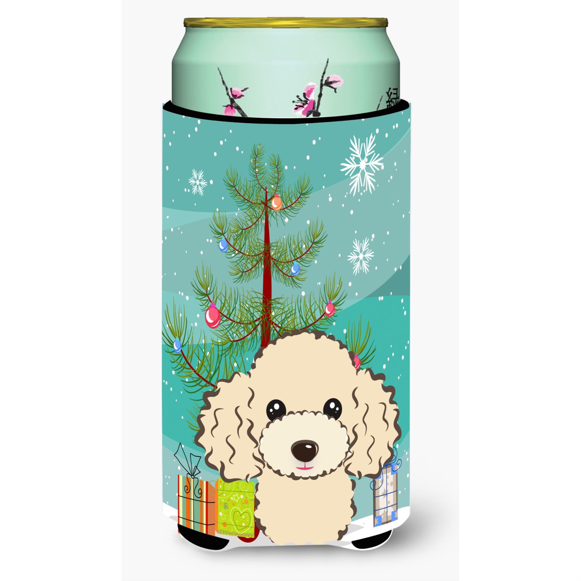 'Caroline'S Treasures Christmas Tree And Buff Poodle Tall Boy Koozie Hugger, Multicolor''