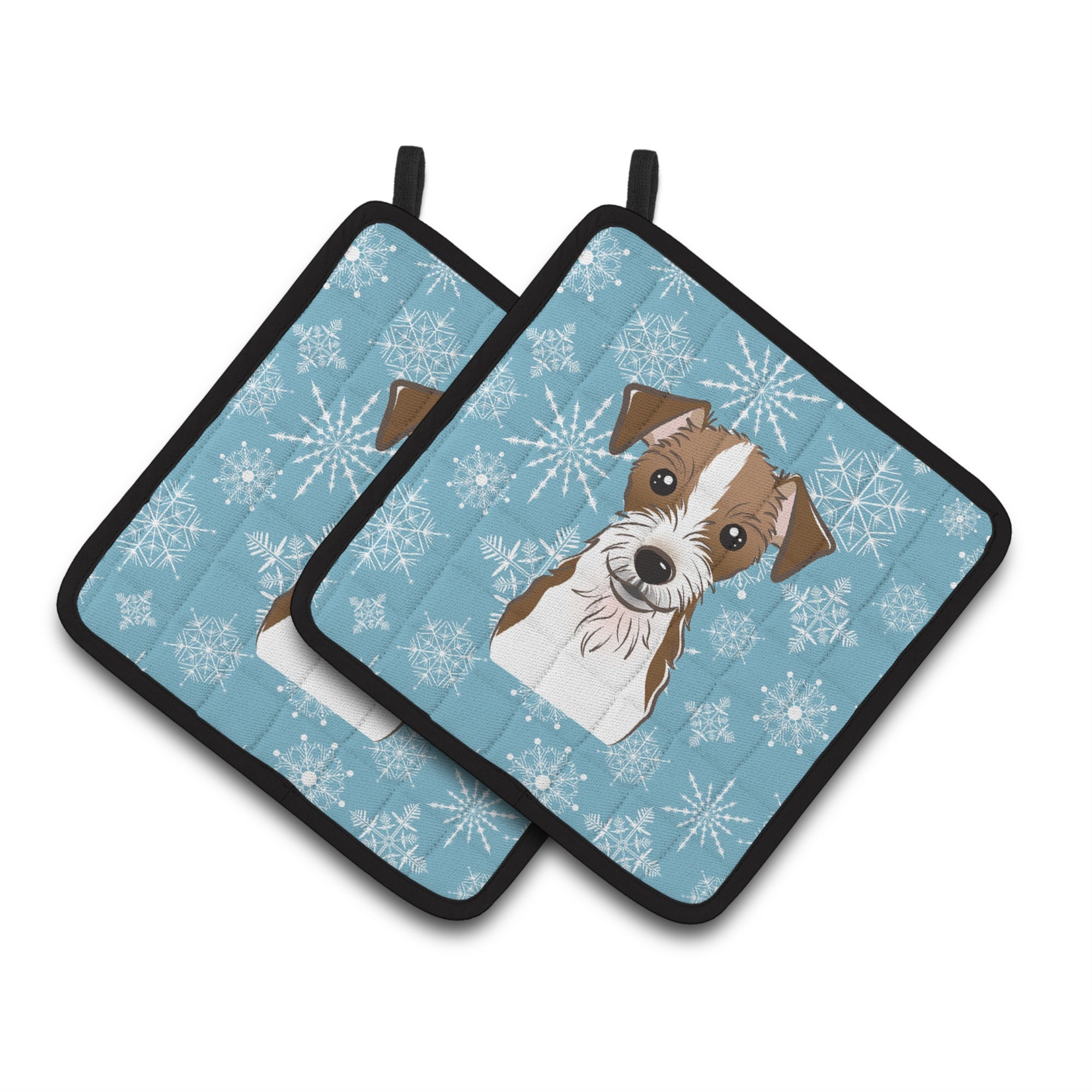 'Caroline'S Treasures Snowflake Jack Russell Terrier Pair Of Pot Holders Bb1636Pthd, 7.5Hx7.5W, Multicolor''