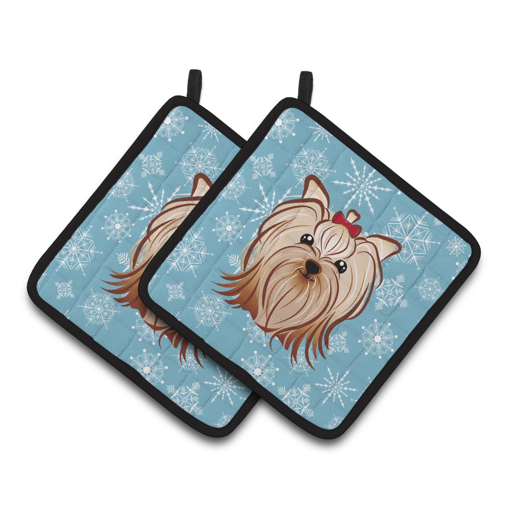 'Caroline'S Treasures Snowflake Yorkie Yorkishire Terrier Pair Of Pot Holders Bb1638Pthd, 7.5Hx7.5W, Multicolor''