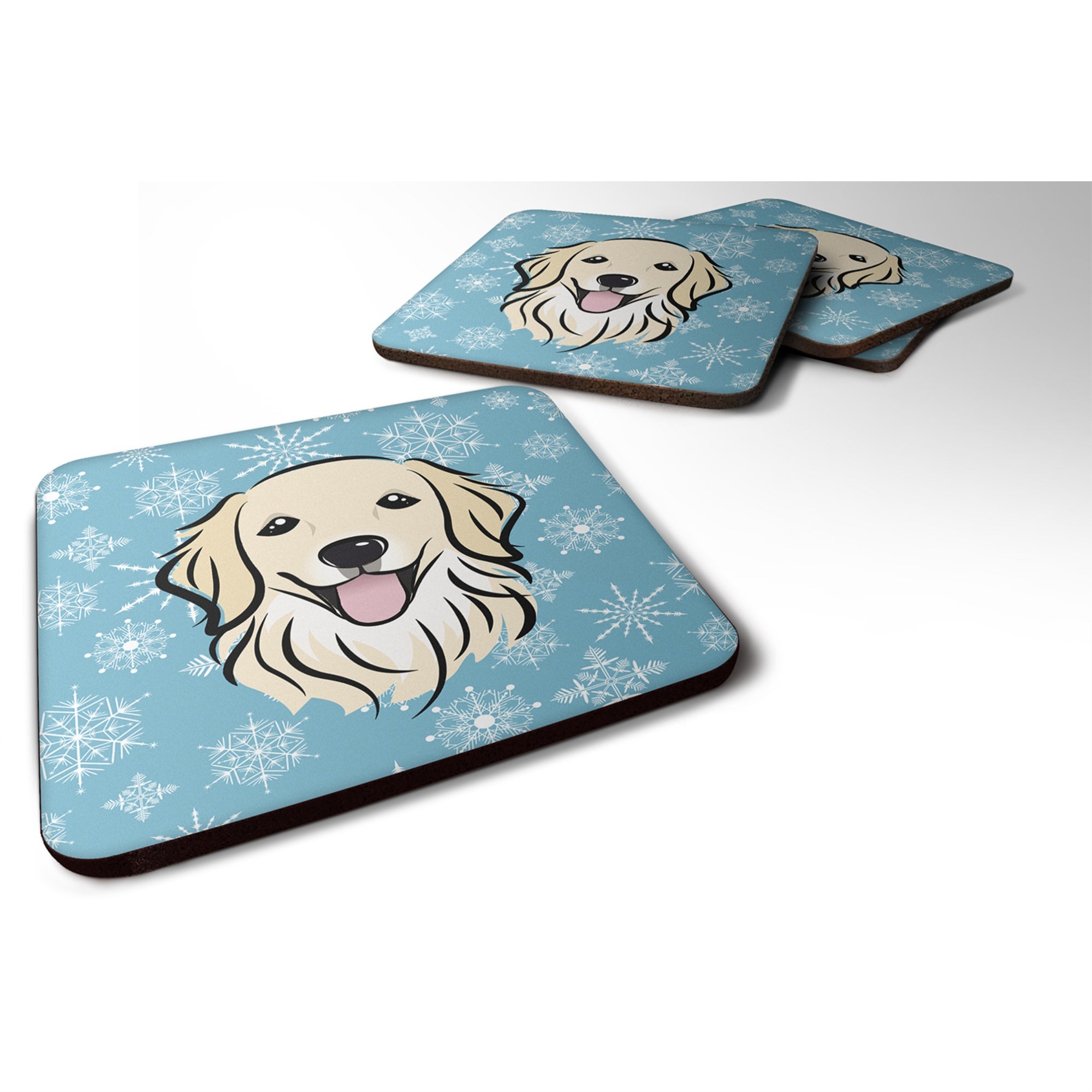 'Caroline'S Treasures Bb1639Fc Snowflake Golden Retriever Foam Coasters (Set Of 4), 3.5'''', Multicolor''