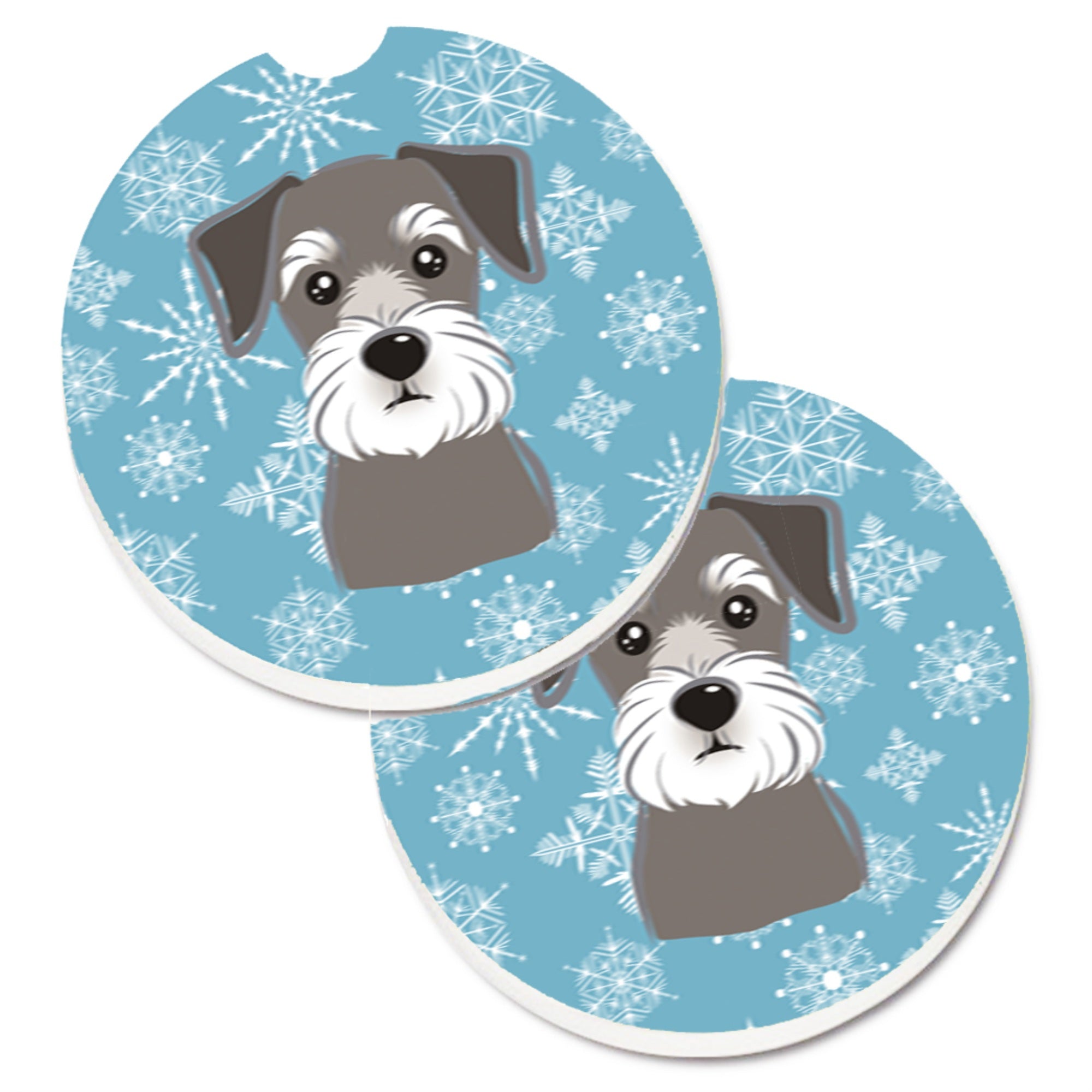'Caroline'S Treasures Snowflake Schnauzer Set Of 2 Cup Holder Car Coasters Bb1640Carc, 2.56, Multicolor''