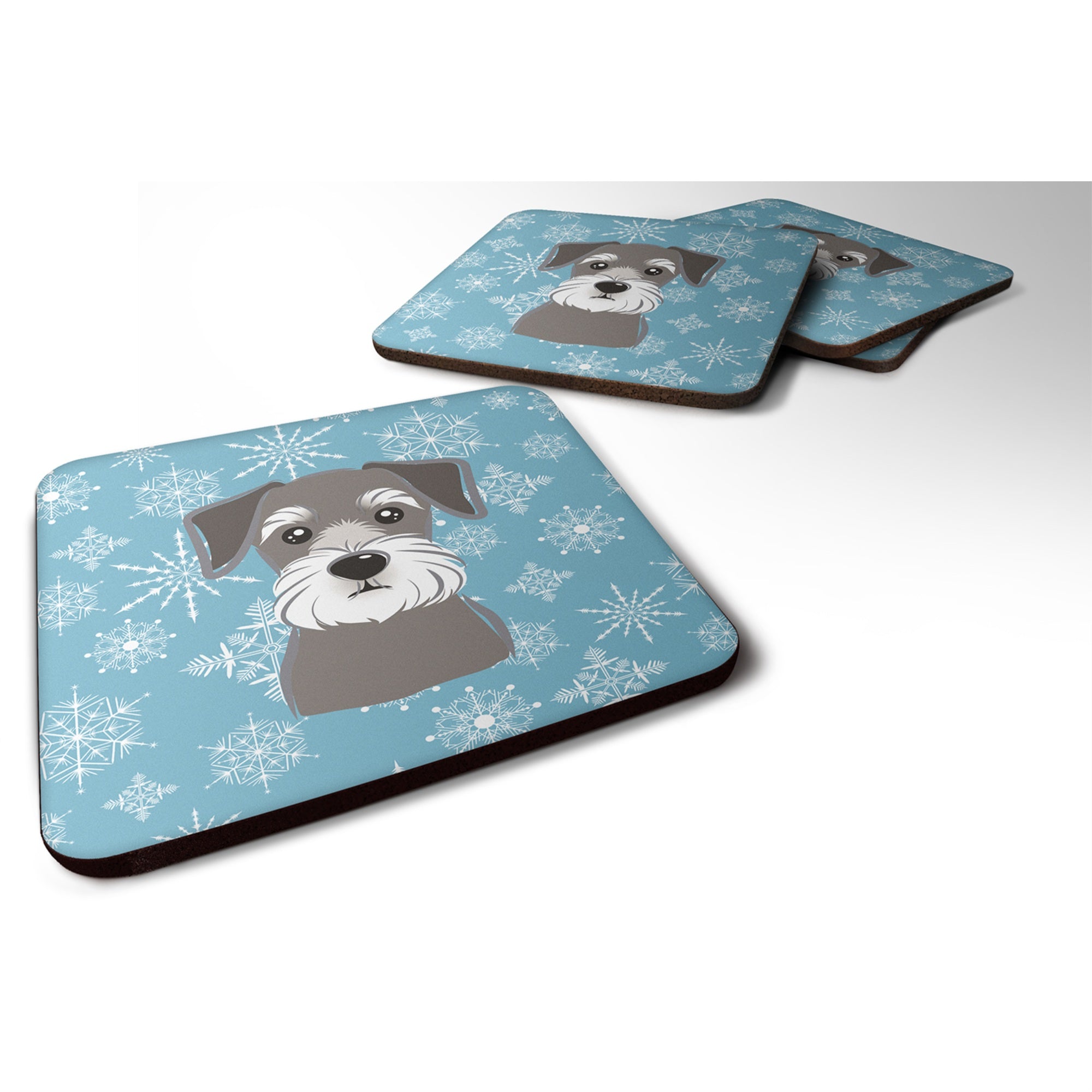 'Caroline'S Treasures Bb1640Fc Snowflake Schnauzer Foam Coasters (Set Of 4), 3.5'''', Multicolor''