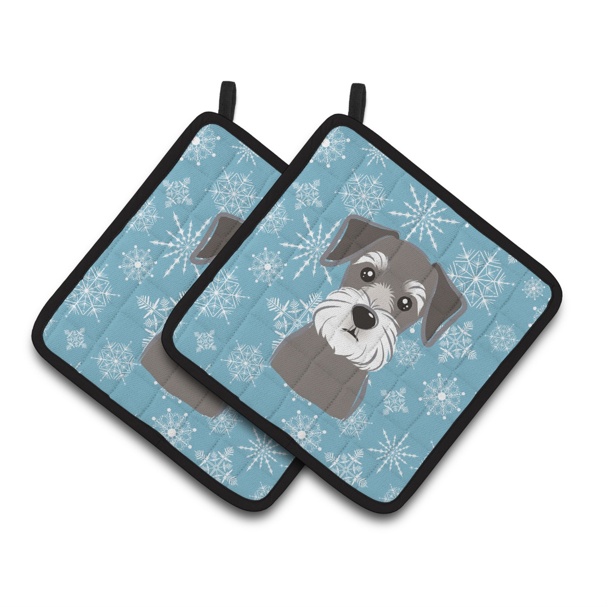 'Caroline'S Treasures Snowflake Schnauzer Pair Of Pot Holders Bb1640Pthd, 7.5Hx7.5W, Multicolor''