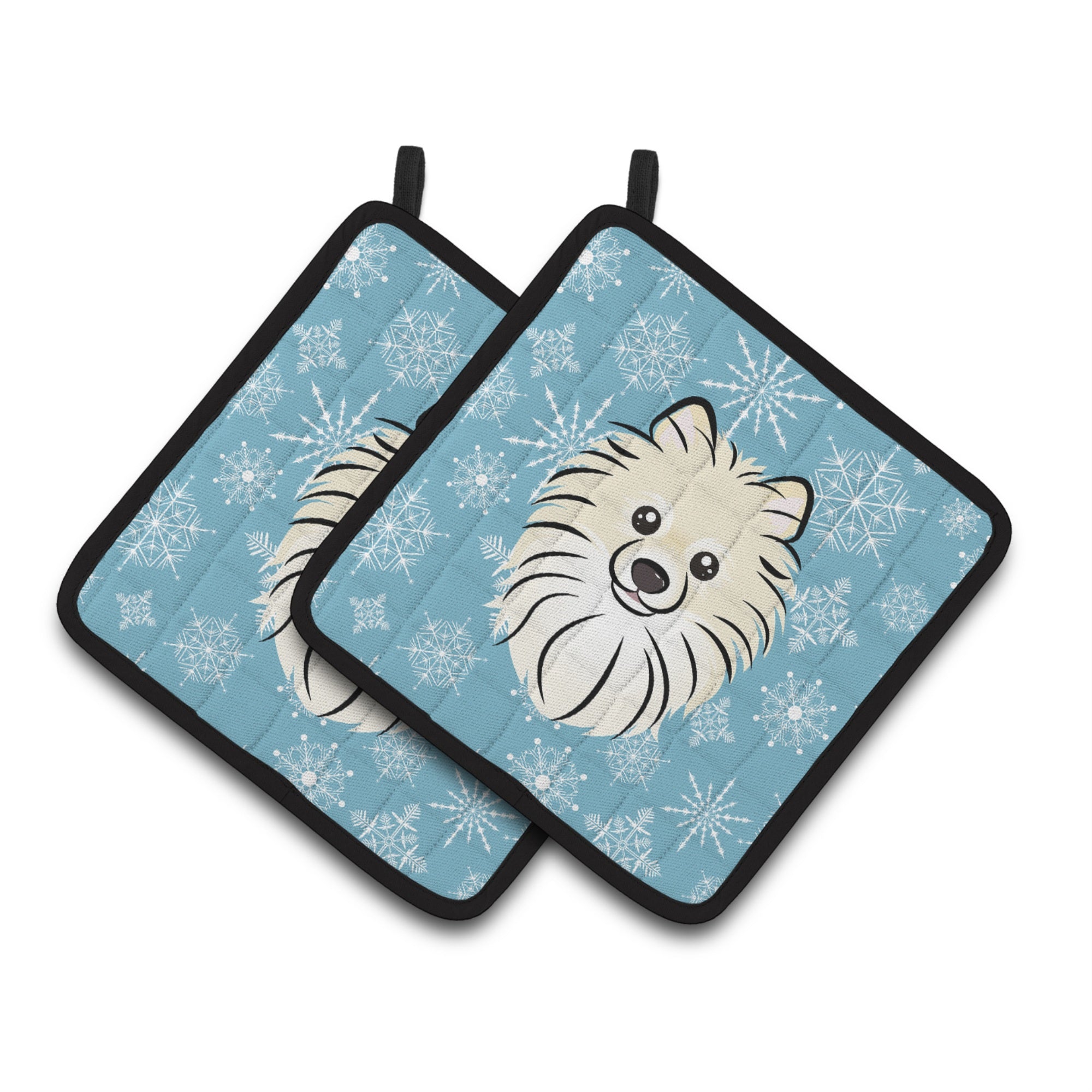 'Caroline'S Treasures Snowflake Pomeranian Pair Of Pot Holders Bb1641Pthd, 7.5Hx7.5W, Multicolor''